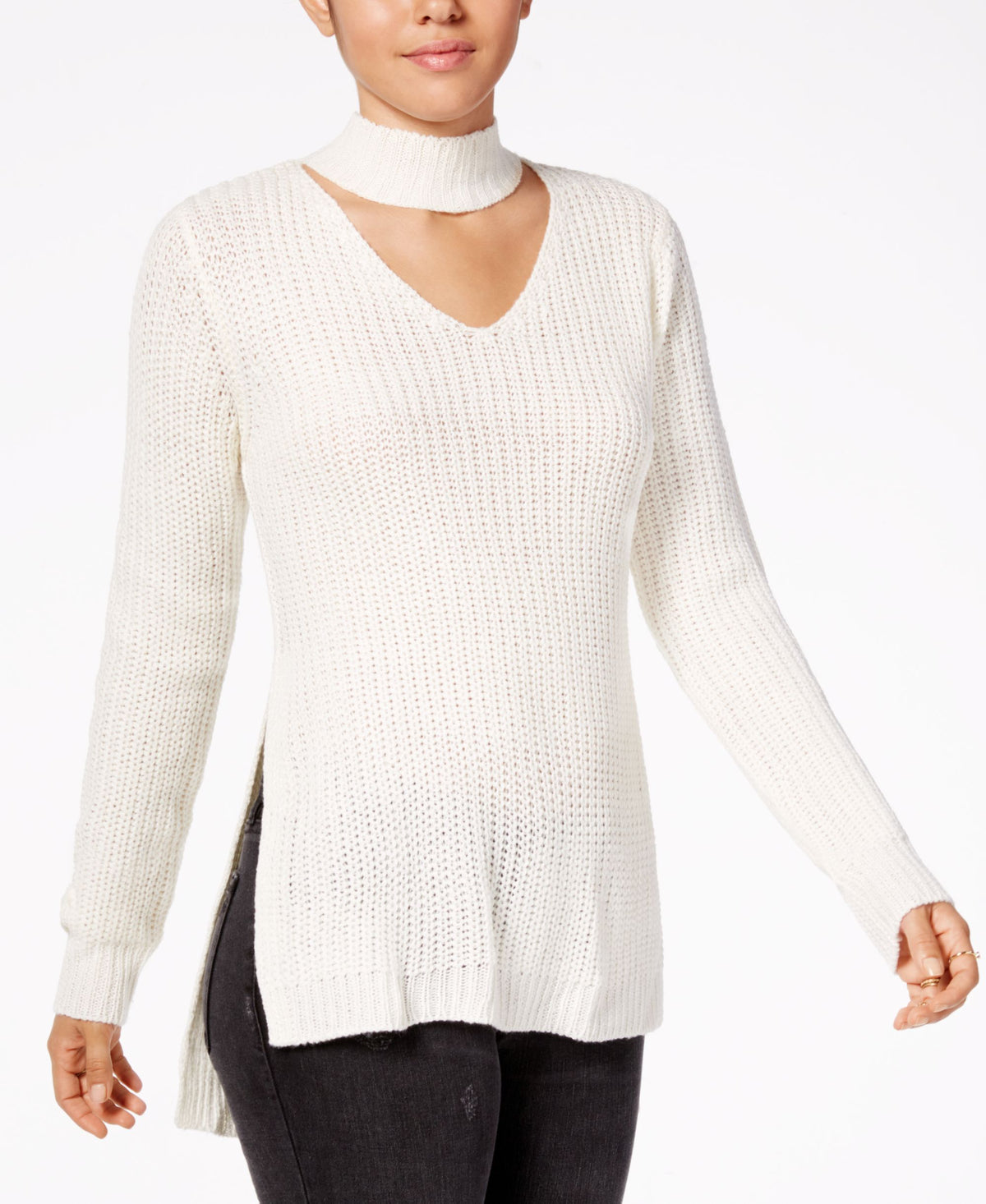 Juniors' Cutout Turtleneck Sweater