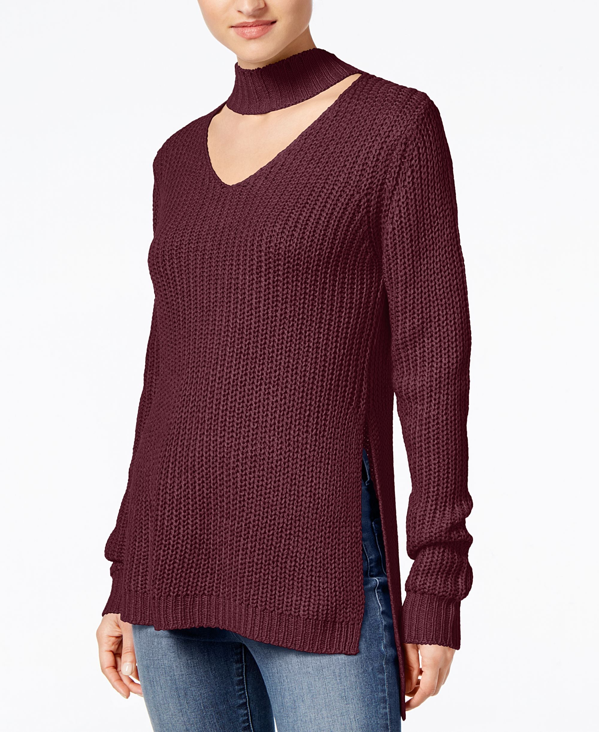 Juniors' Cutout Turtleneck Sweater