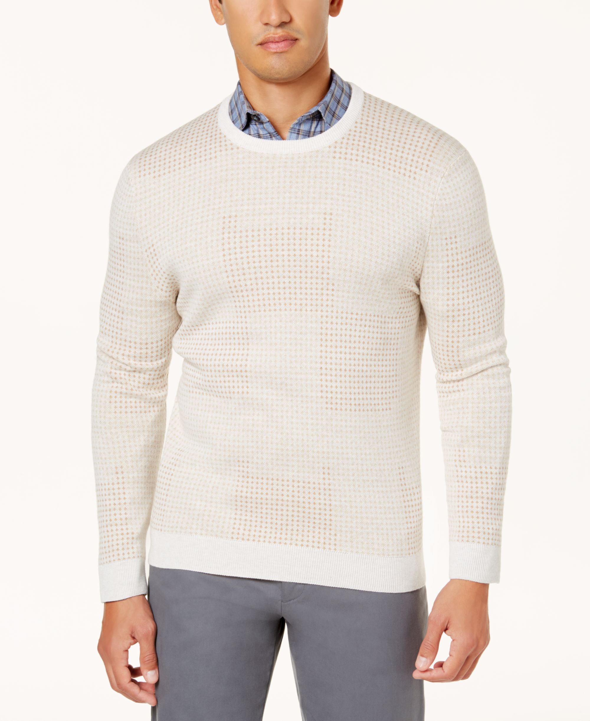 Tasso Elba Mens Geo Dot Jacquard Sweater