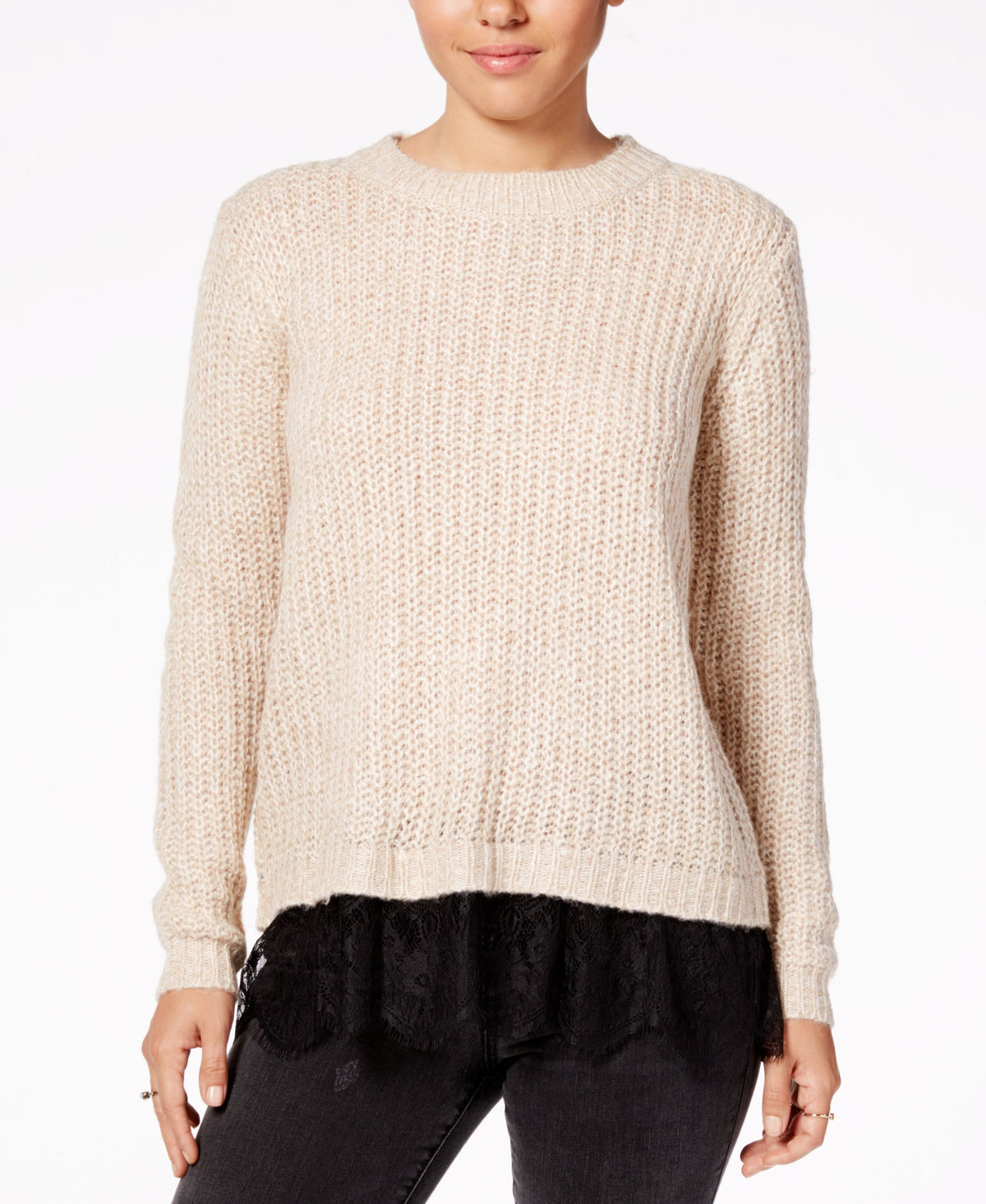 Ultra Flirt By Ikeddi Juniors Lace Trim Sweater