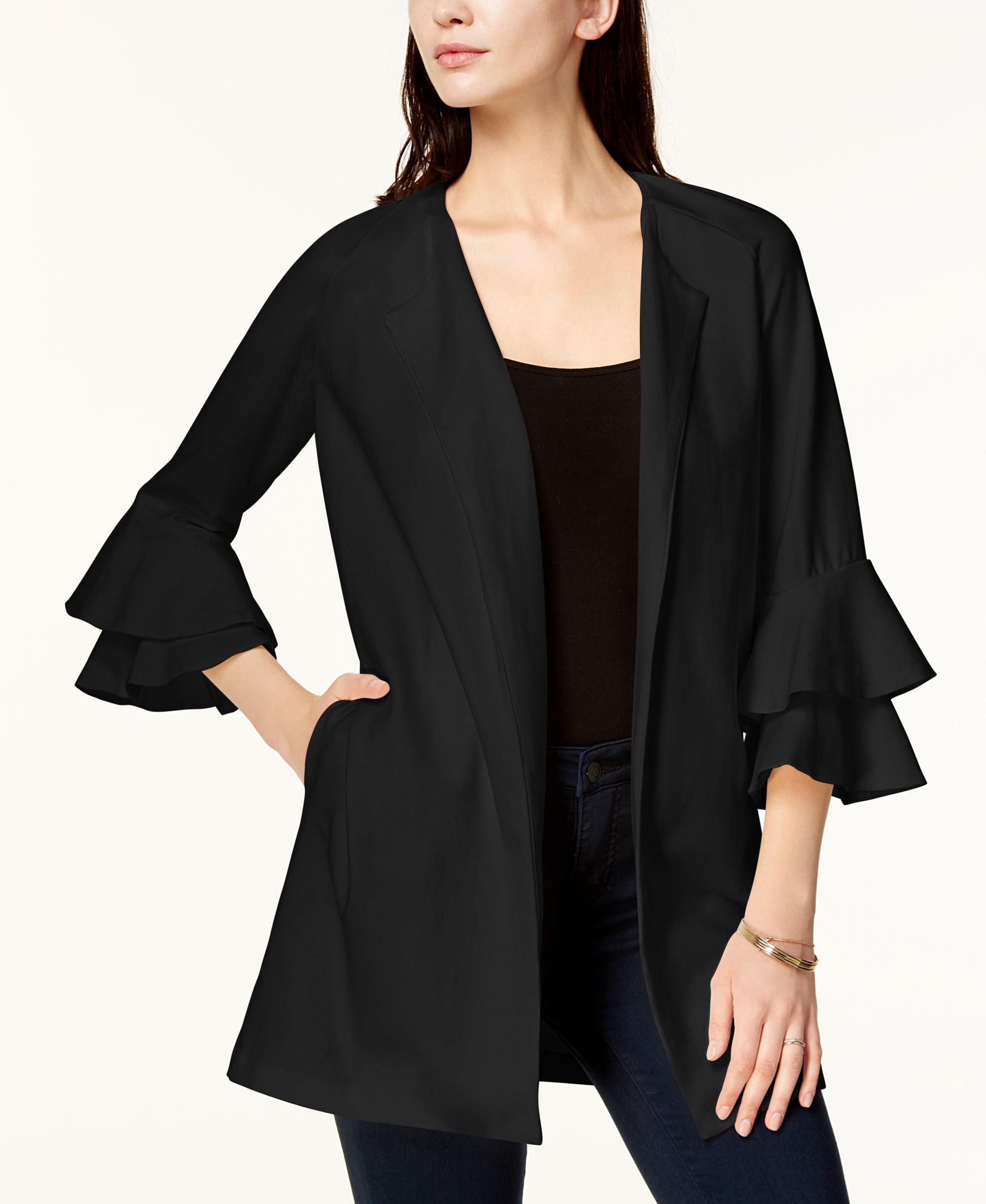 Kensie Bell Sleeve Ponte Knit Jacket