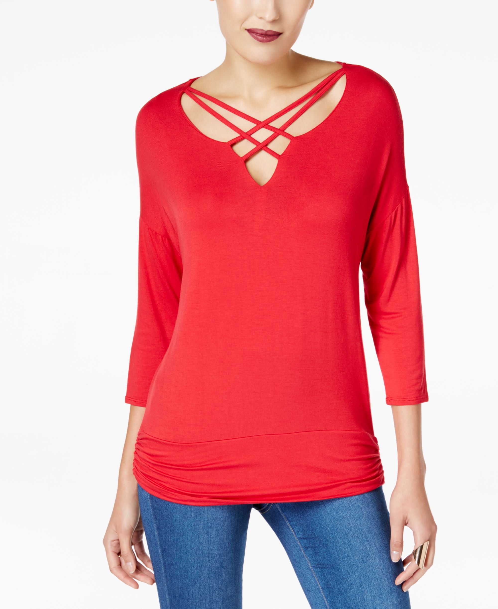 Thalia Sodi Lattice Trim Top