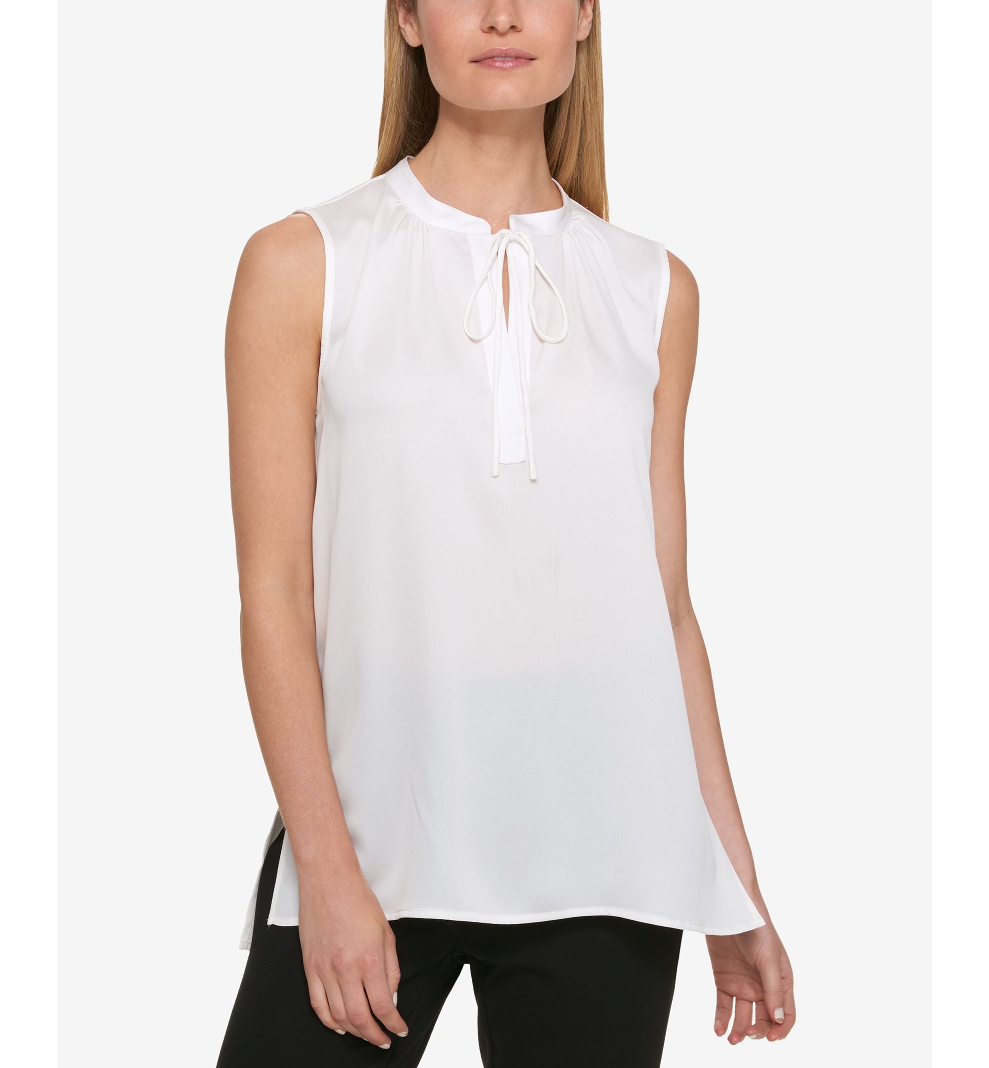 DKNY Tie Front Keyhole Top