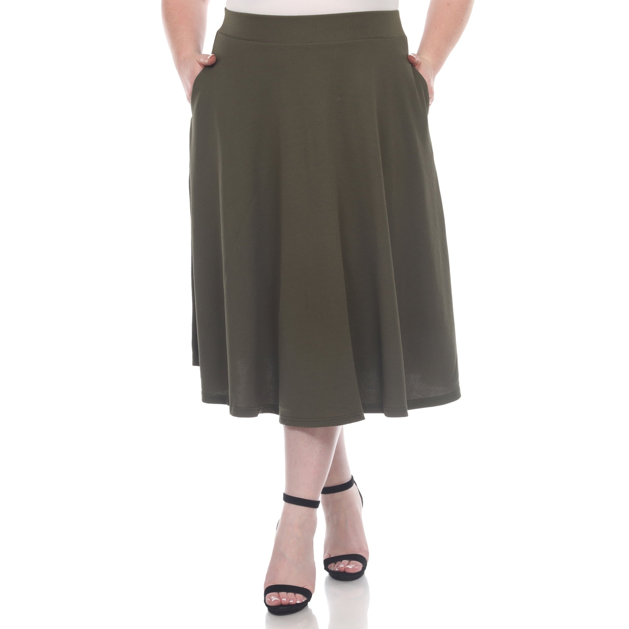 Plus Size Flared Midi Skirt