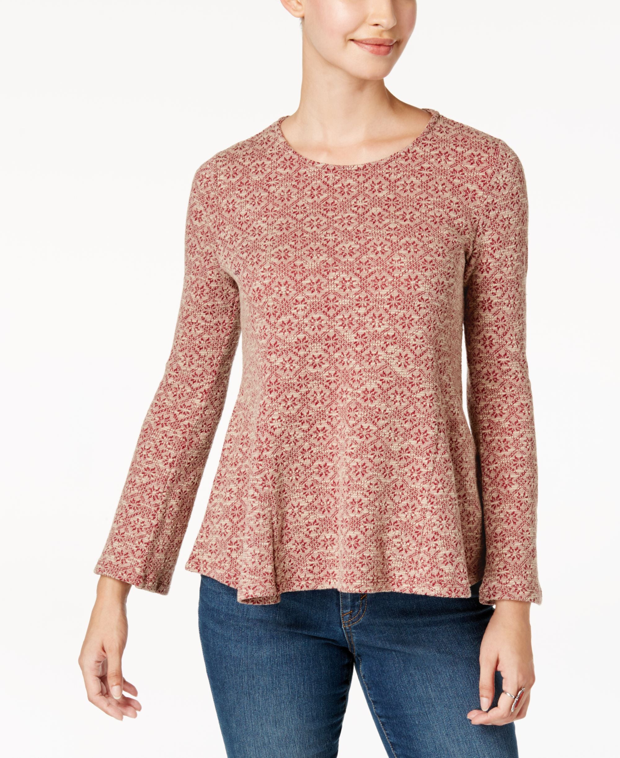 Style & Co Petite Printed Knit Swing Top