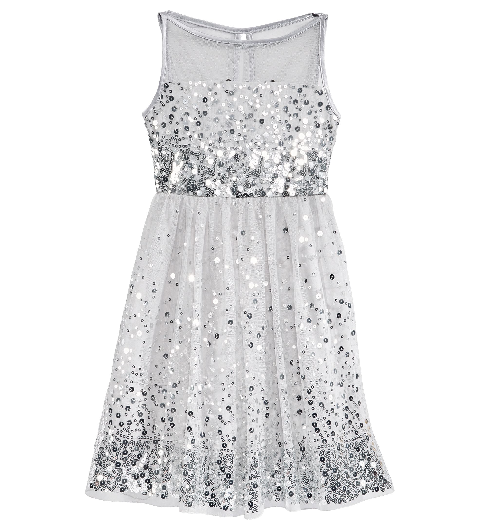 Crystal Doll Big Girls Sequin Illusion Dress
