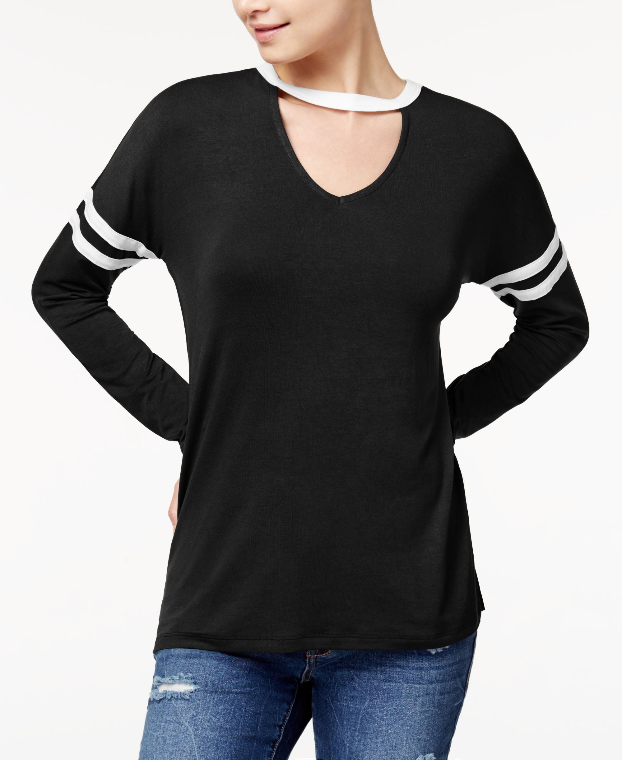 Juniors' Striped Choker Top