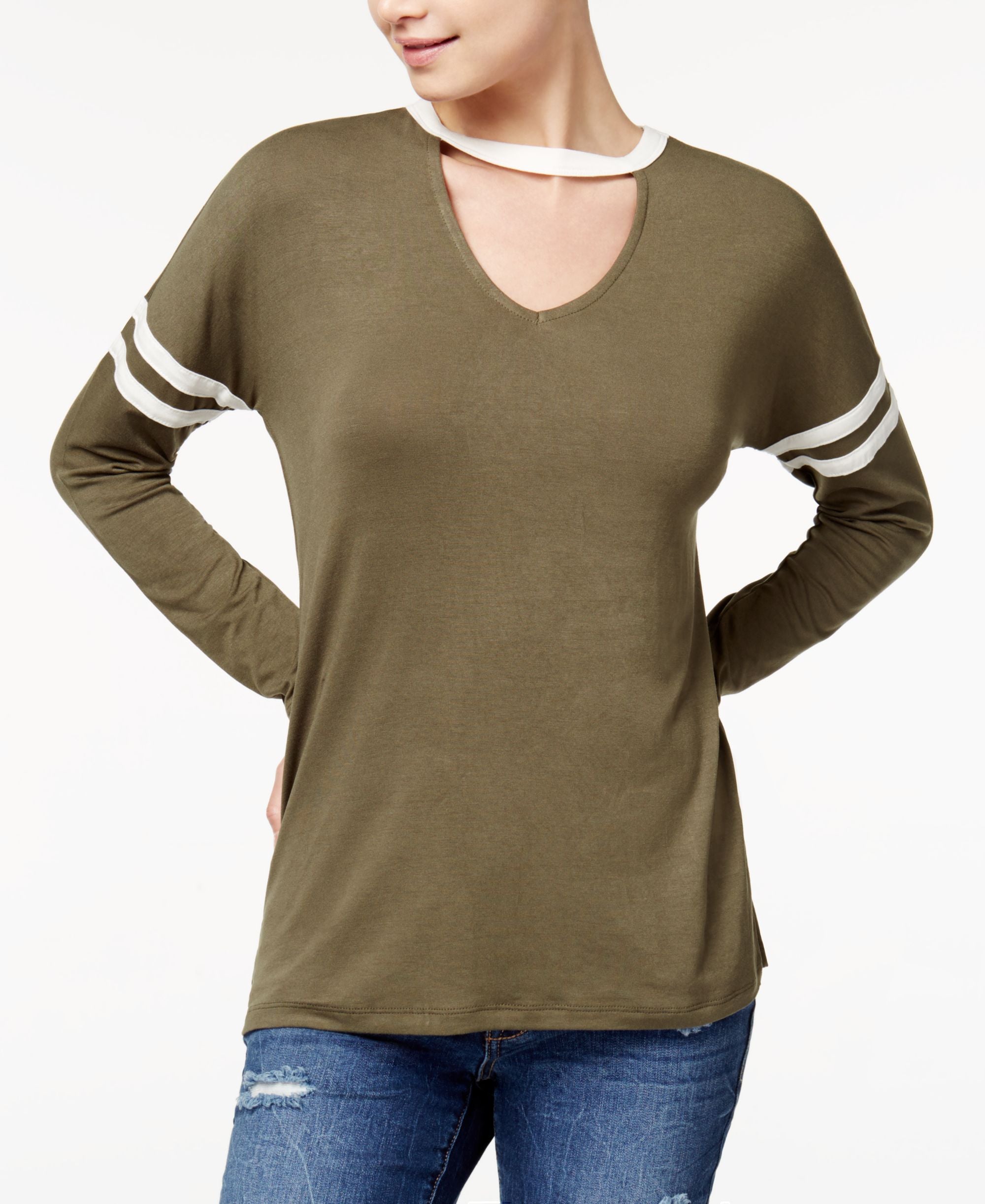 Juniors' Striped Choker Top