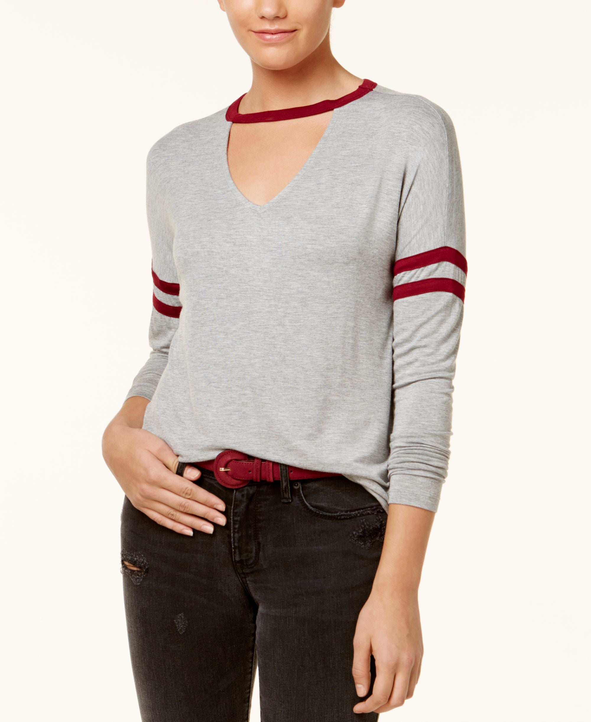 Juniors' Striped Choker Top