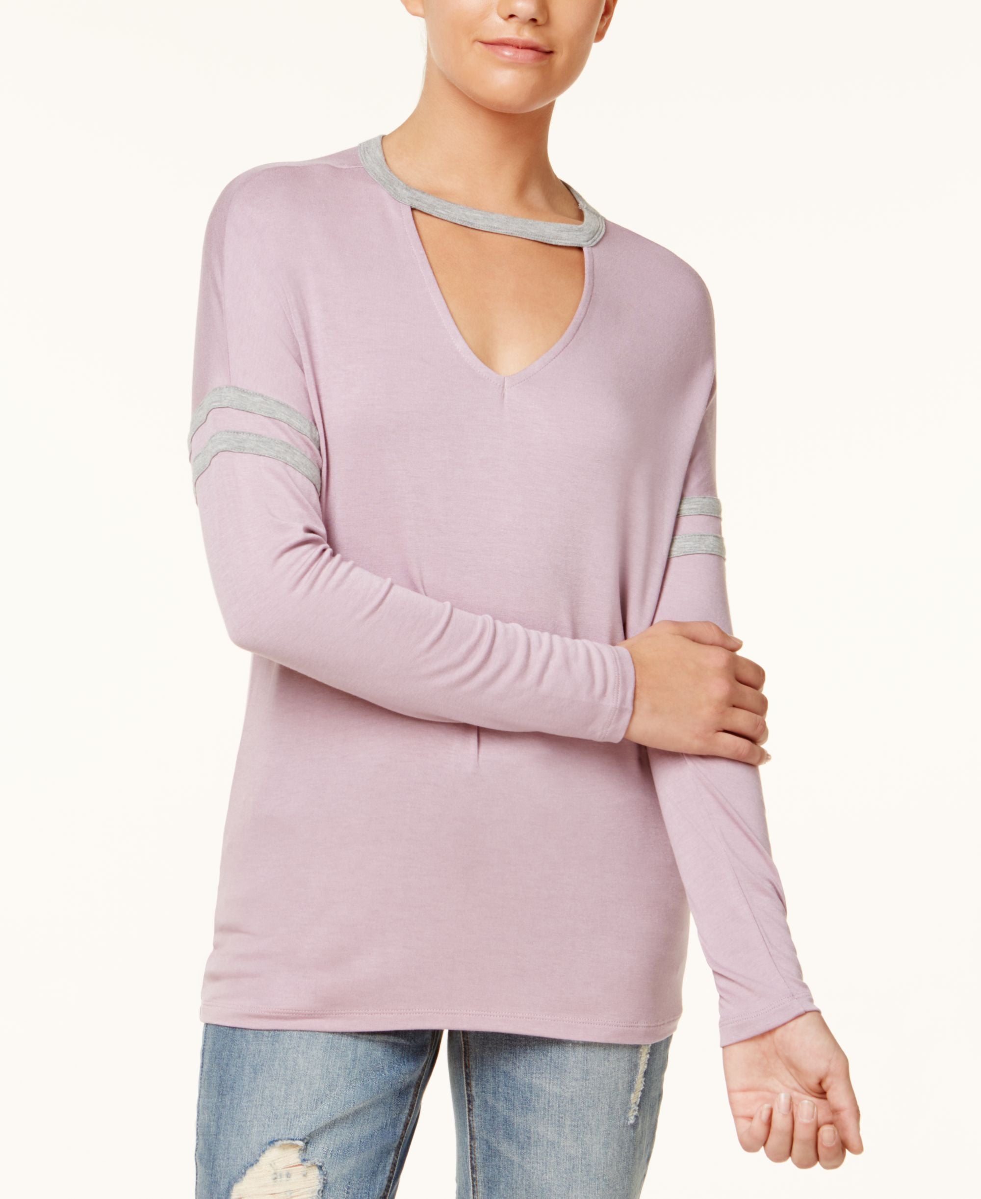 Juniors' Striped Choker Top