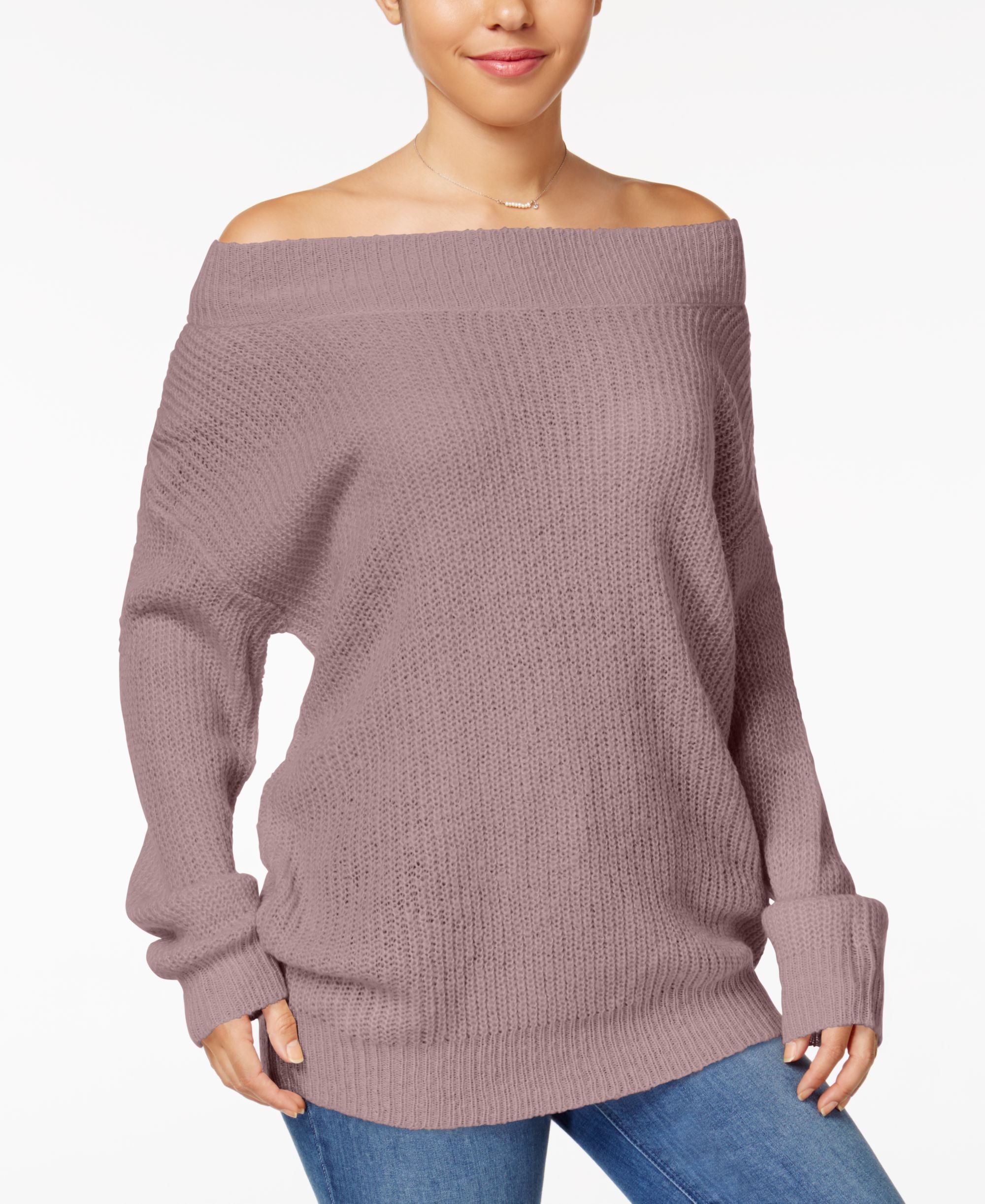 Ultra Flirt Juniors Off The Shoulder Pullover Cozy Sweater