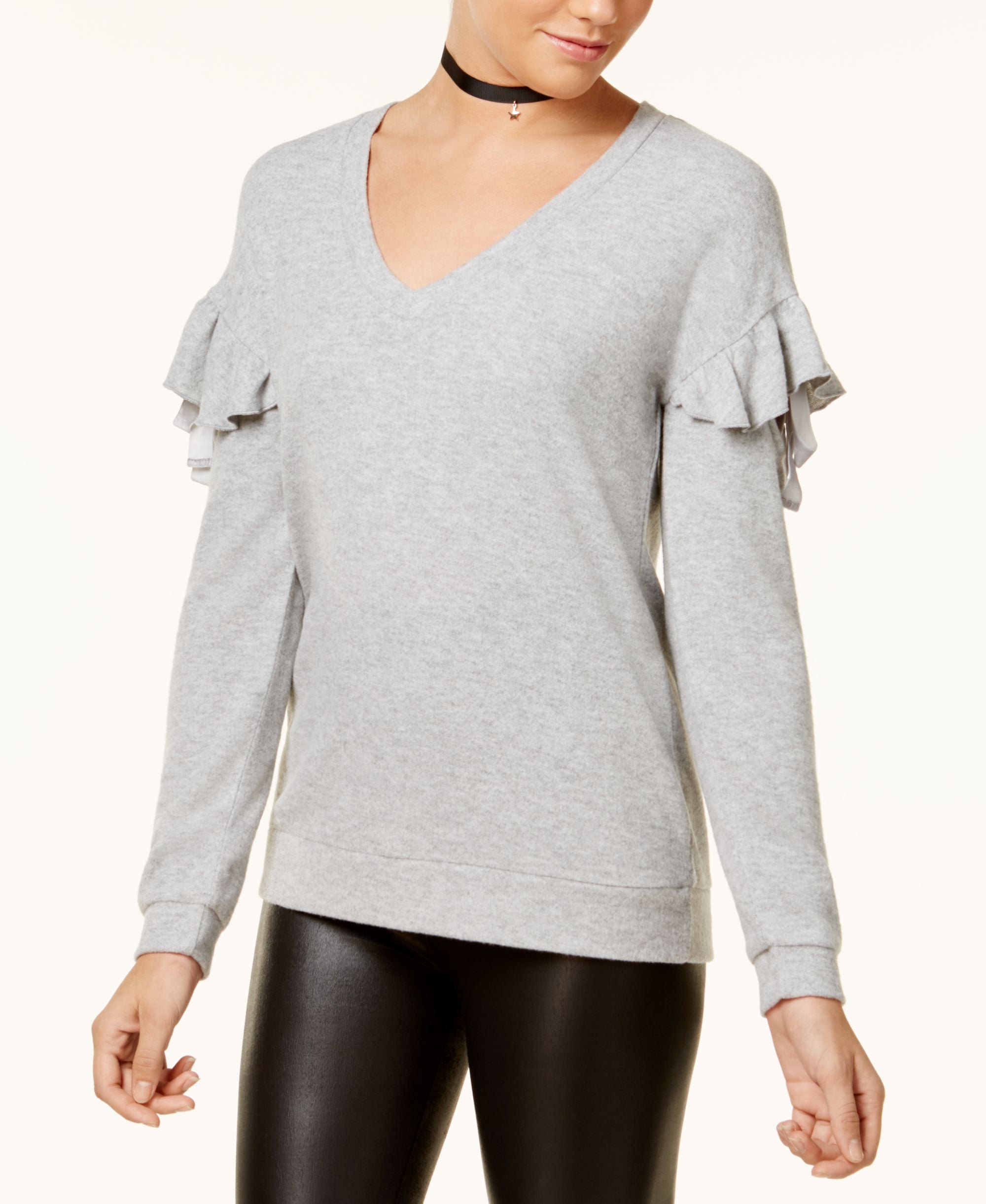 Juniors' Ruffled Cozy Sweater