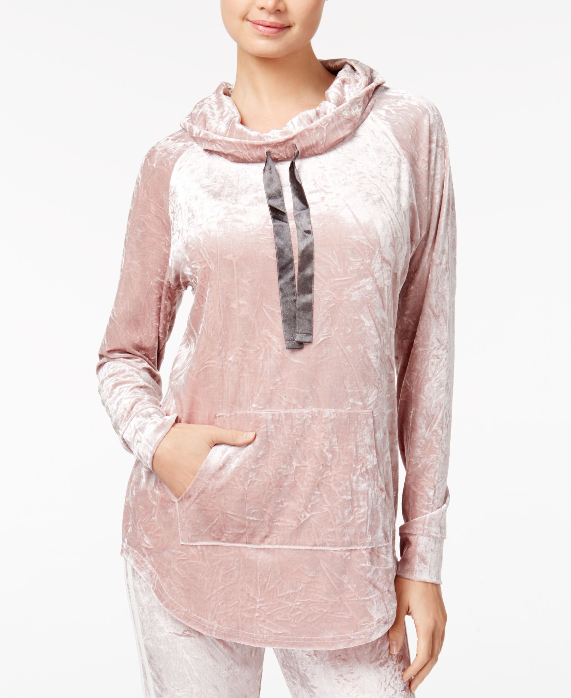 Ultra Flirt Juniors Crushed Velvet Funnel Neck Tunic Top