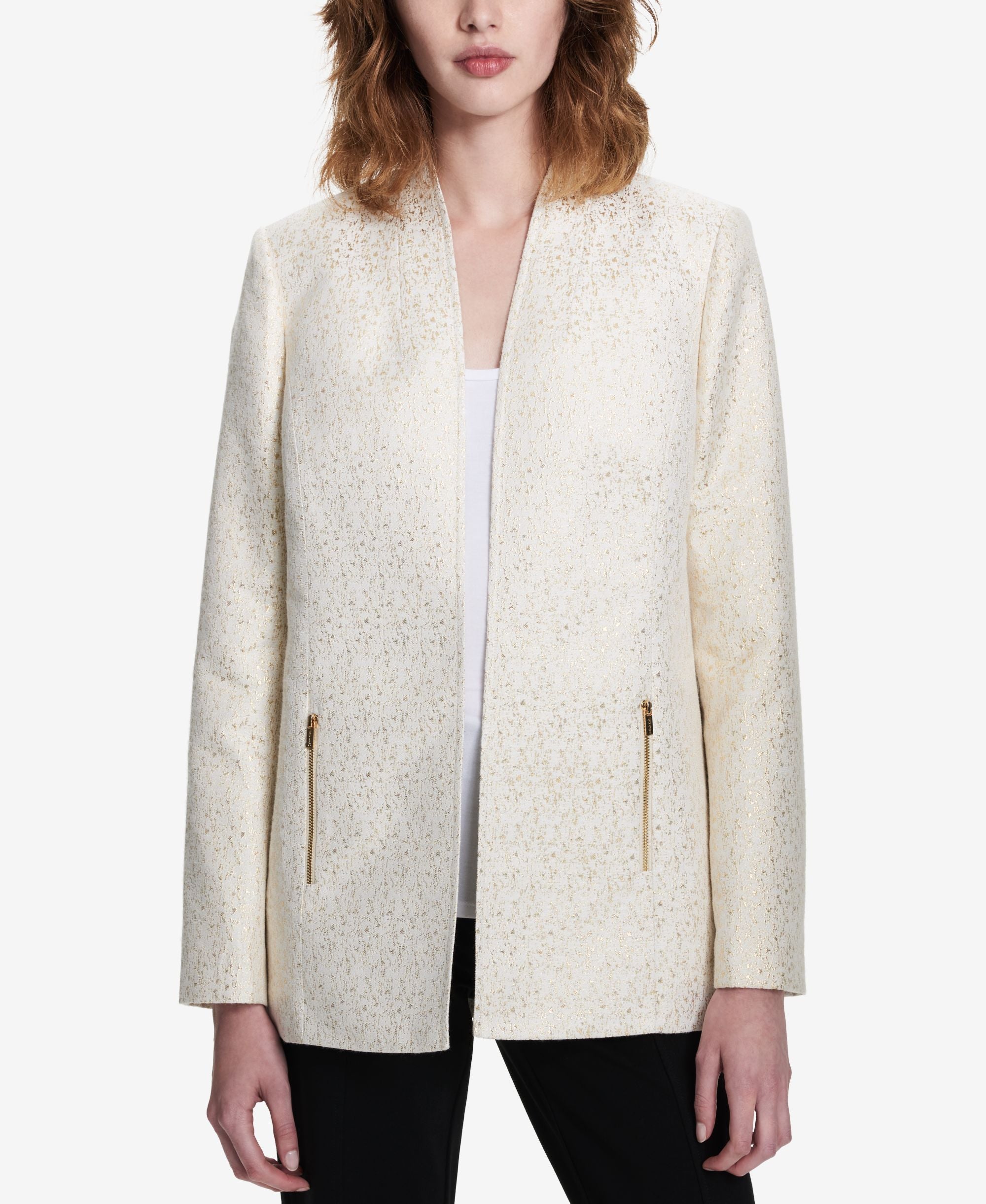 Calvin Klein Open Front Metallic Blazer