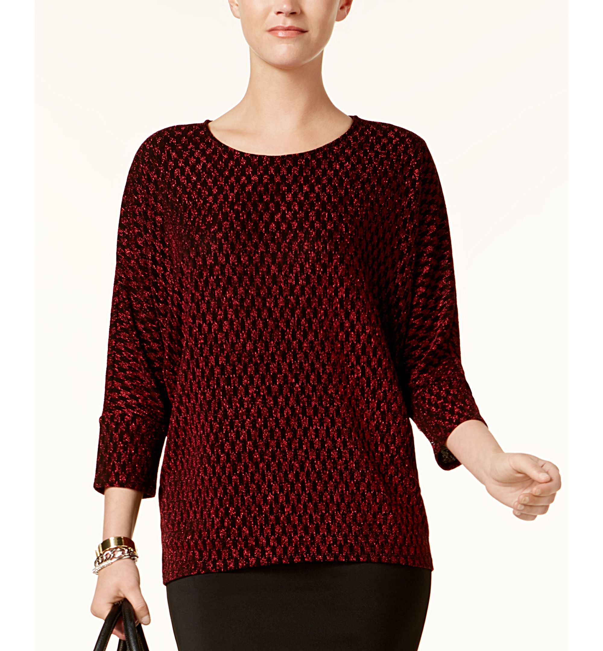 Alfani Petite Printed Metallic Sweater