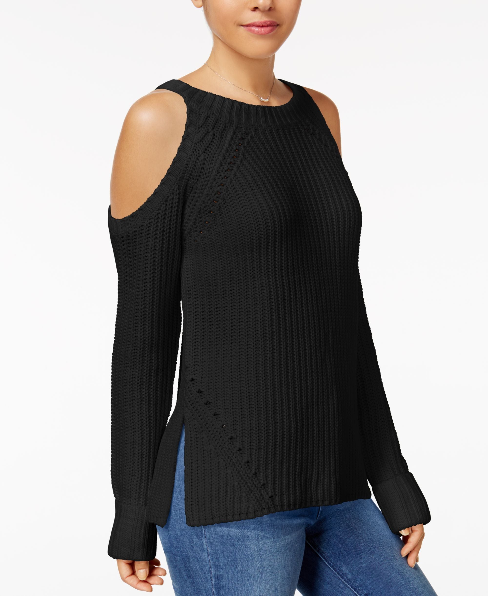 Juniors' Cold-Shoulder Sweater
