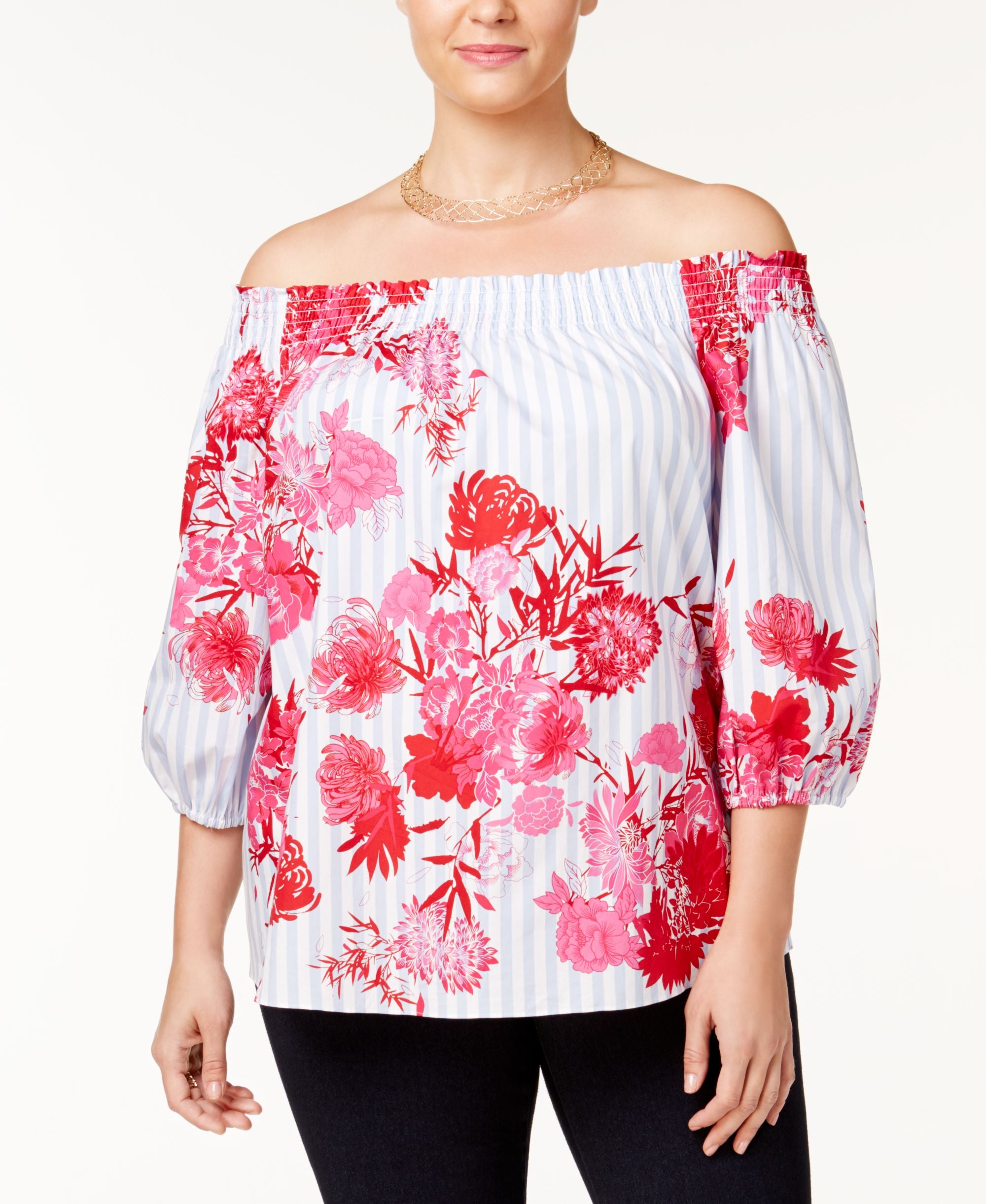 Plus Size Cotton Off The Shoulder Top