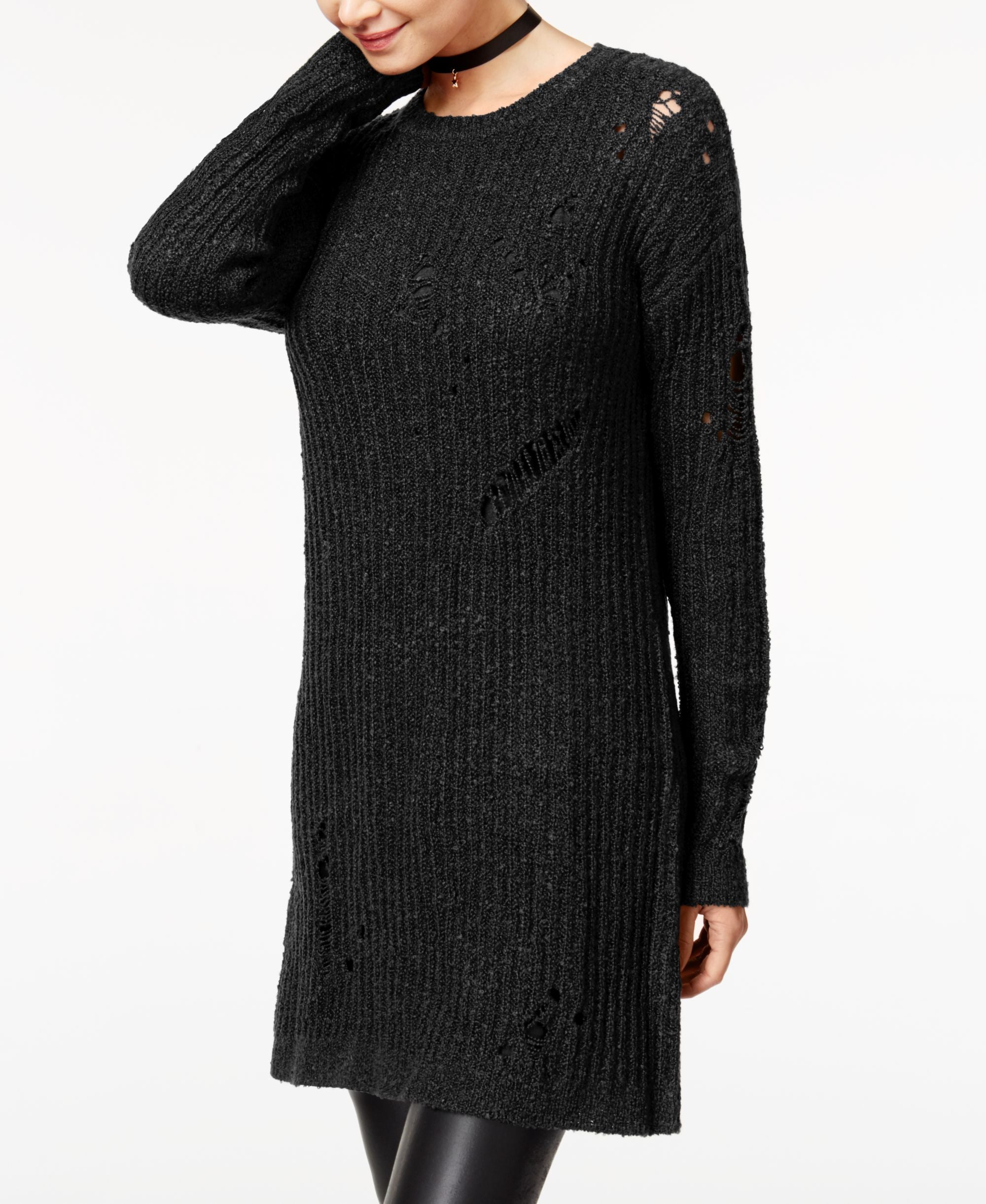 Juniors' Ripped Sweater Tunic