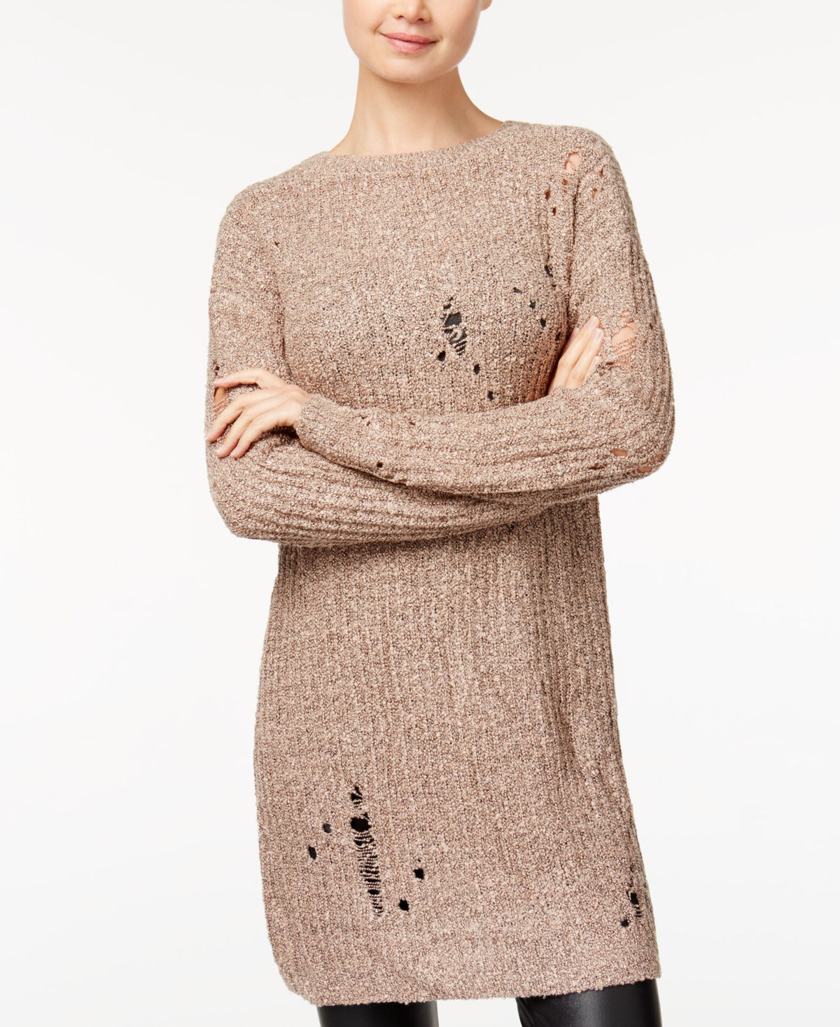 Juniors' Ripped Sweater Tunic