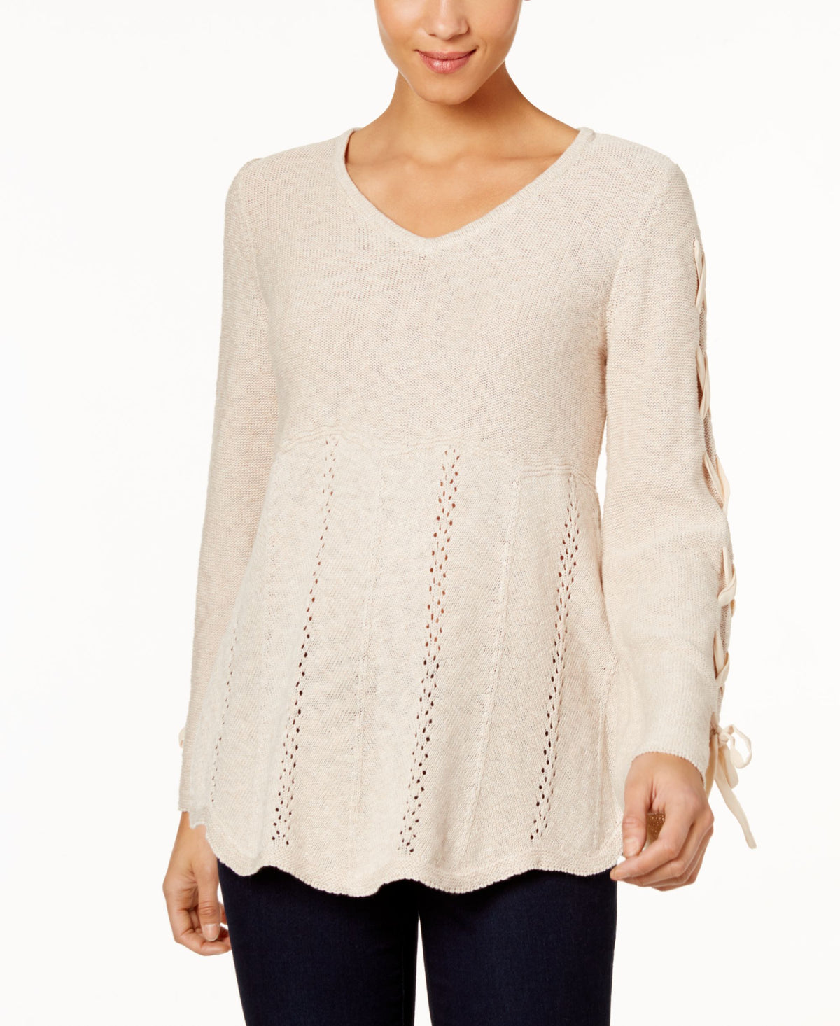 Style & Co Laced Sleeve Sweater