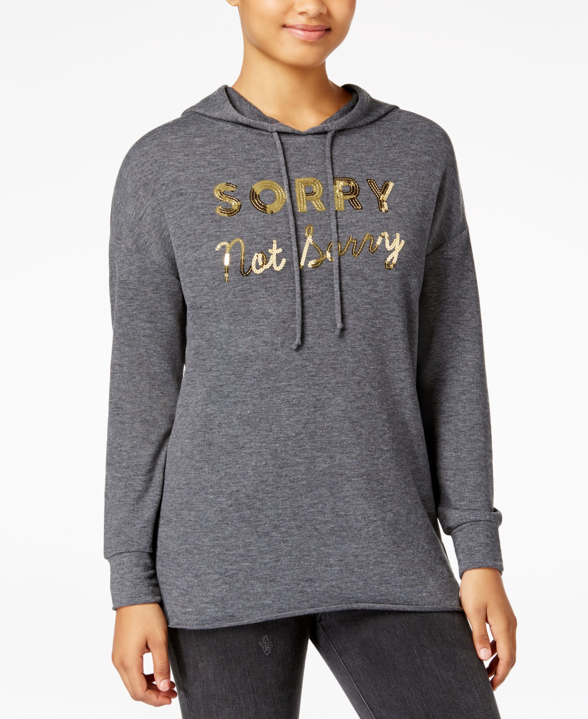 Pretty Rebellious Juniors Sorry Graphic Hoodie