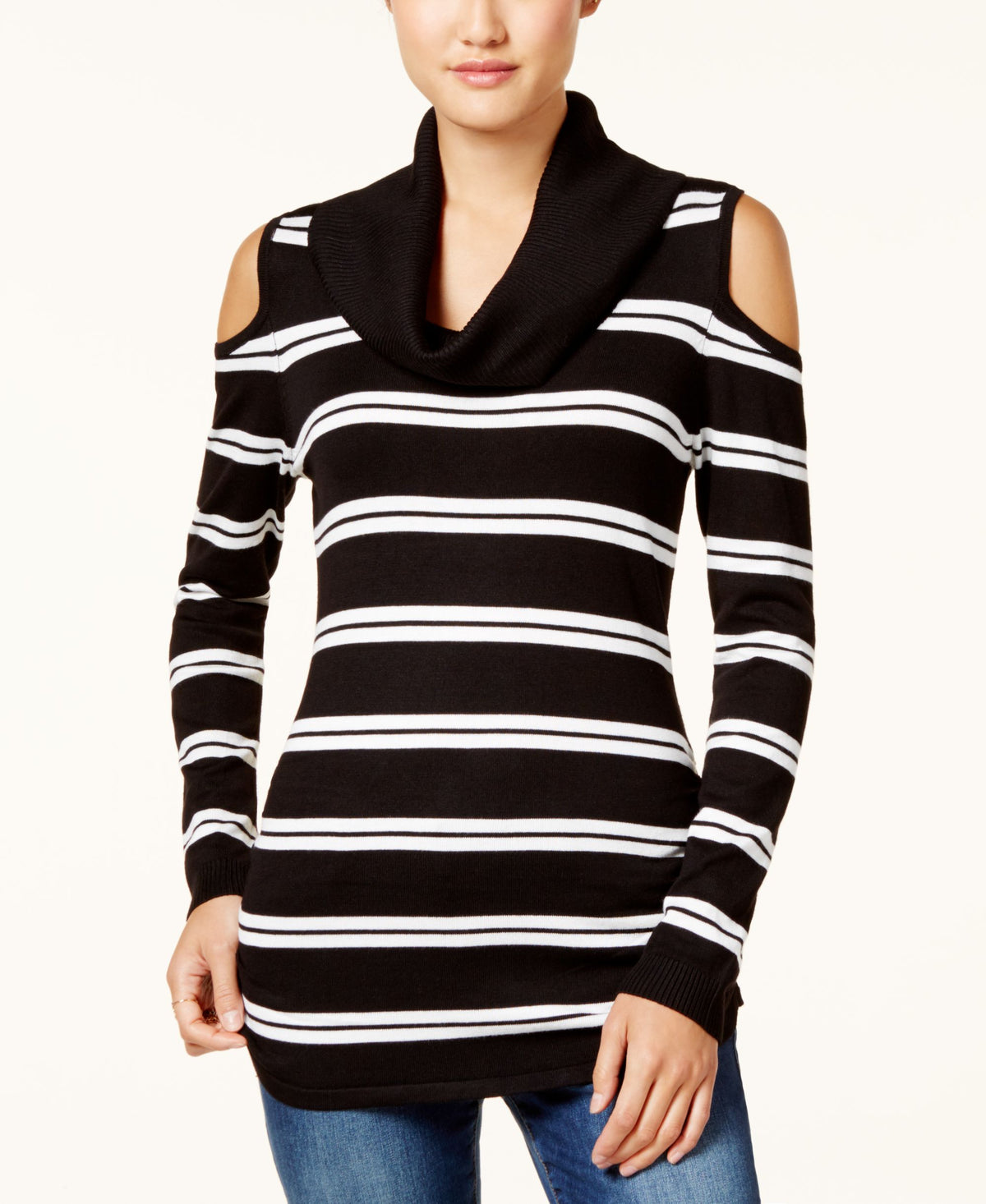 Hooked Up By Iot Juniors Cowl Neck Cold Shoulder Sweater
