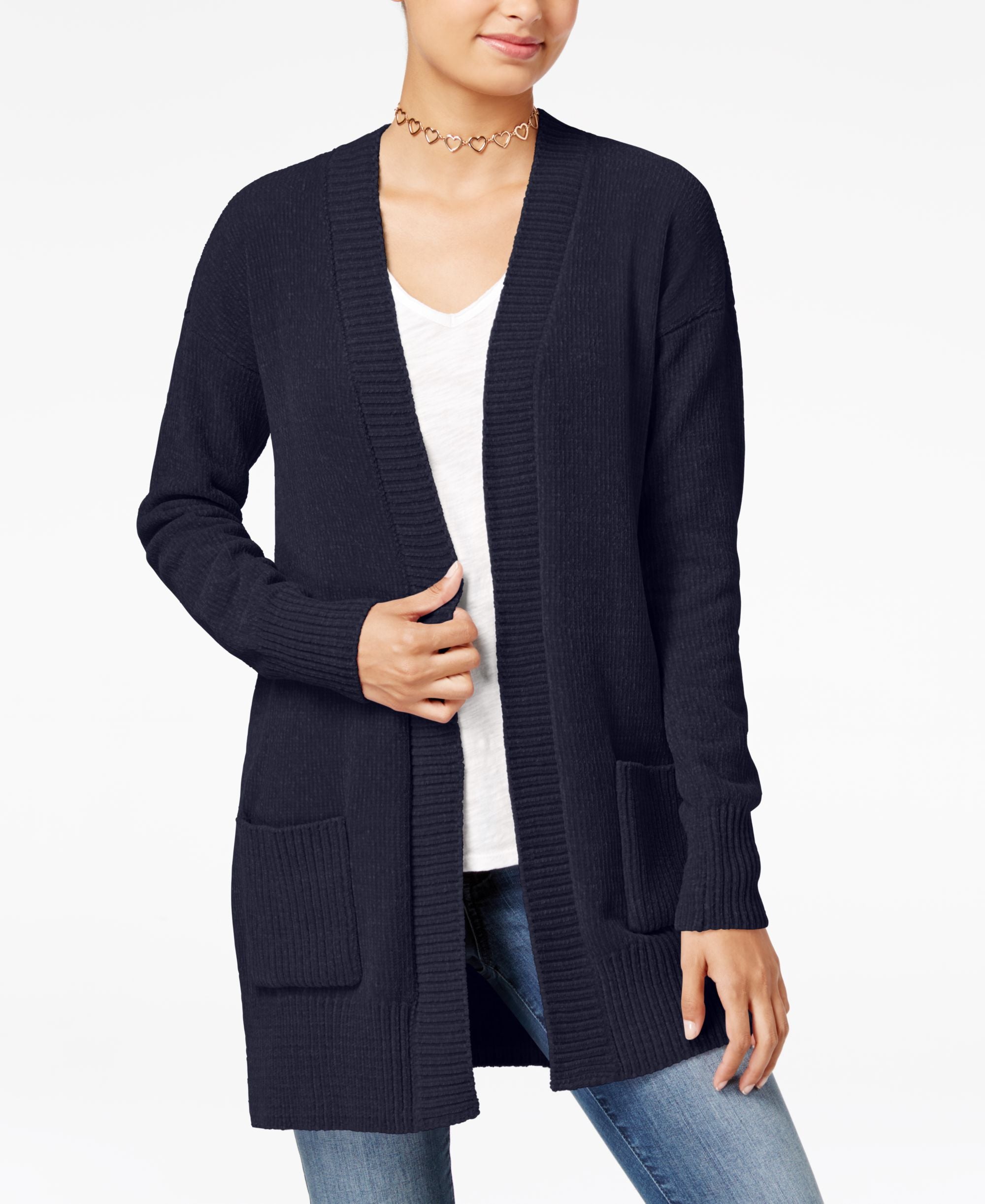 Ohmg Juniors Open Front Chenille Cardigan