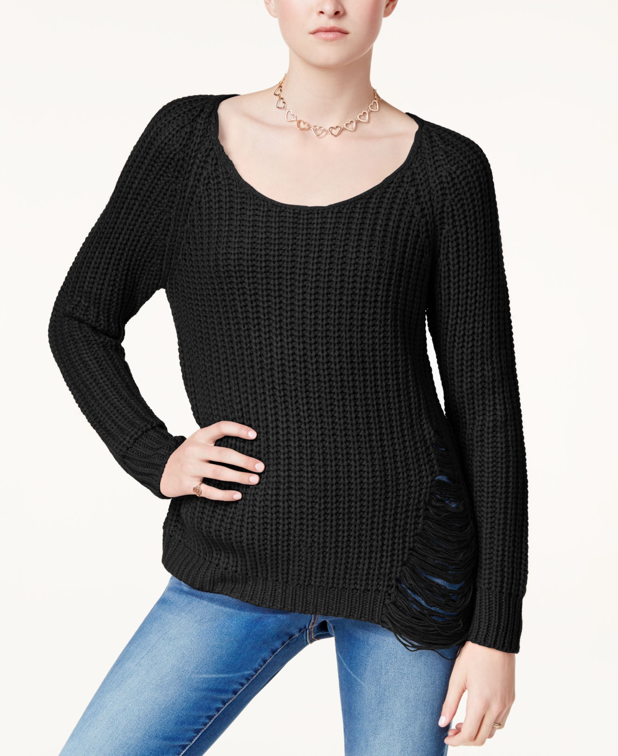 Juniors' Ripped Sweater