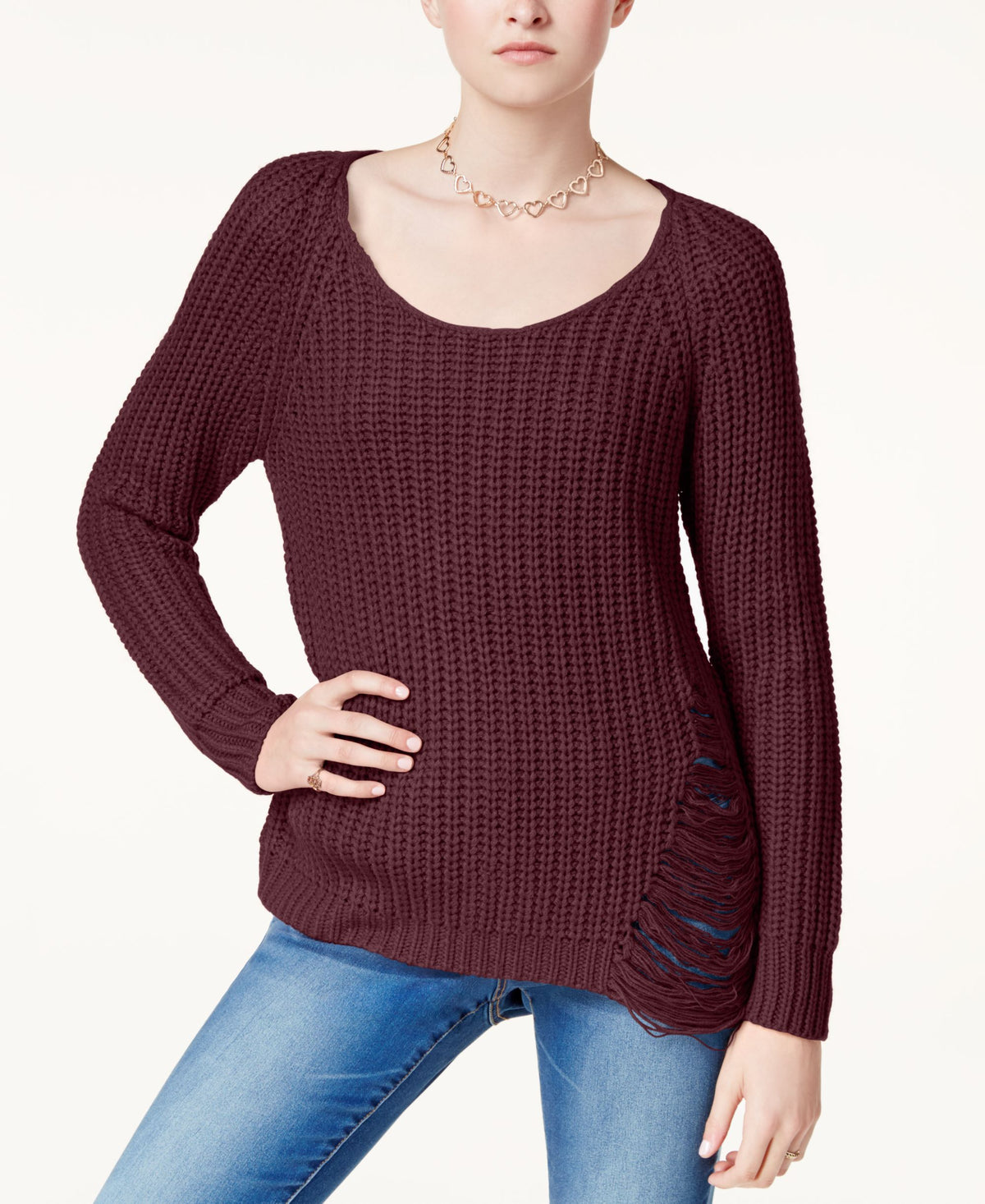Juniors' Ripped Sweater