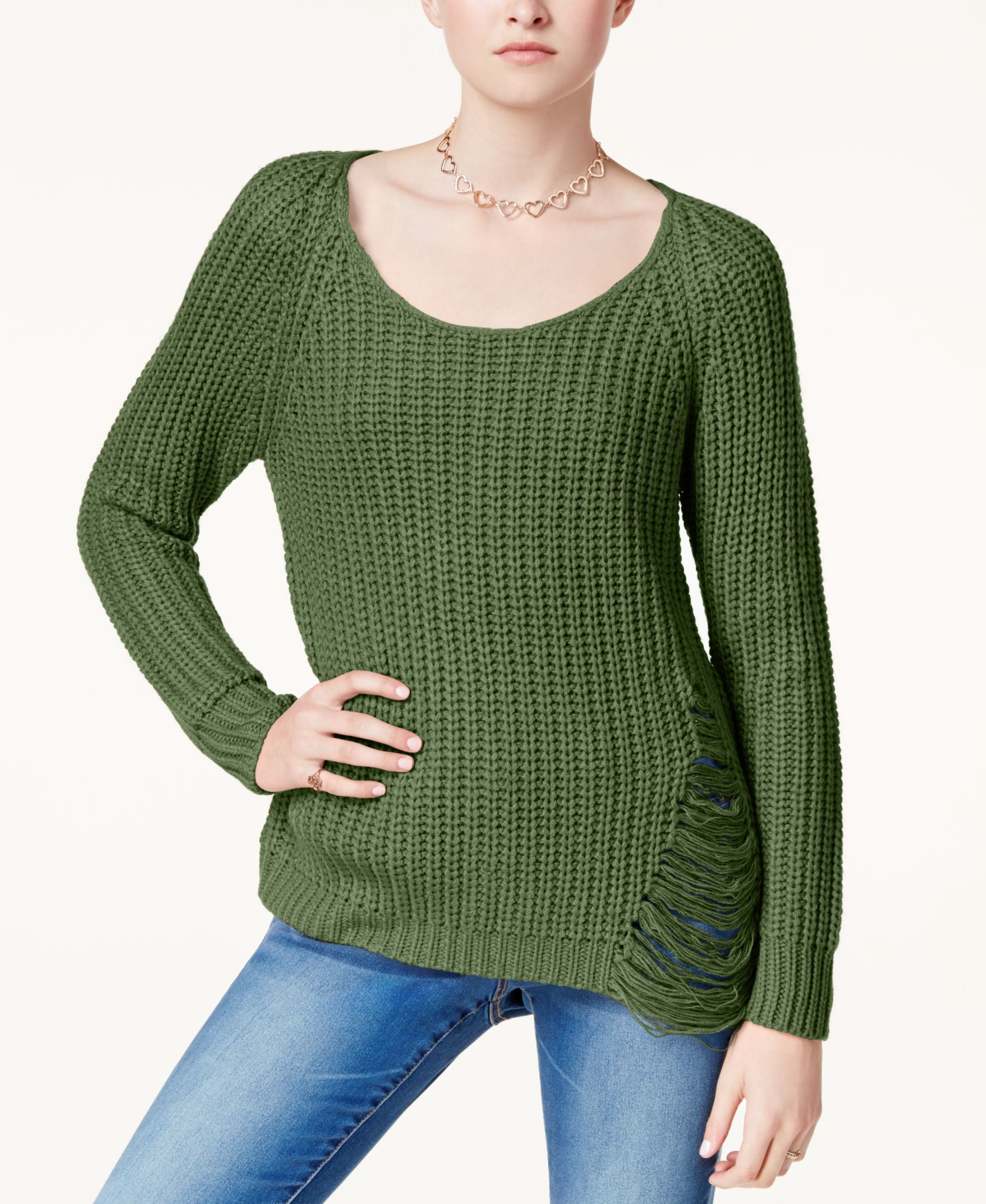 Juniors' Ripped Sweater
