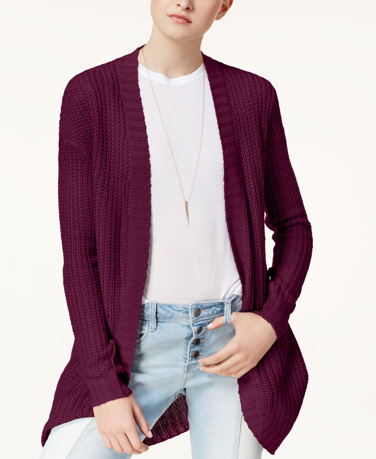 Juniors' Open-Front Cardigan