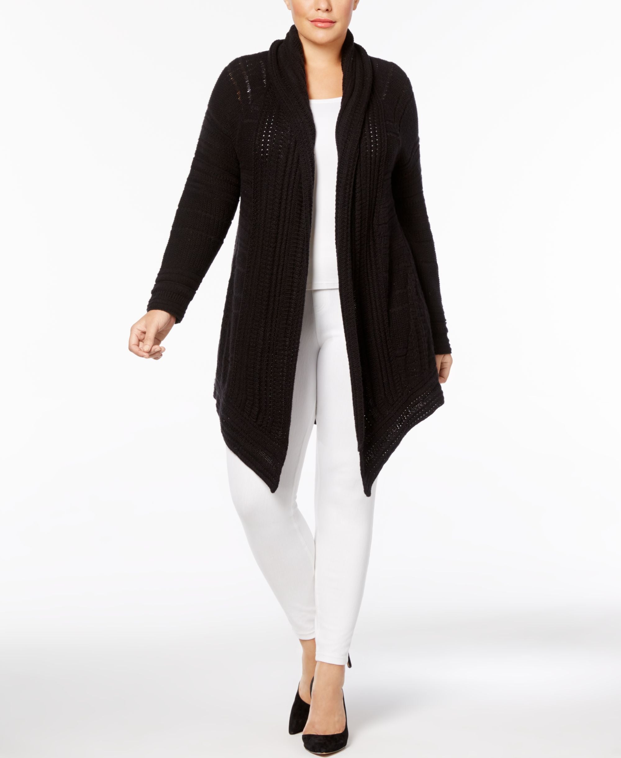 Style & Co Plus Size Pointelle Open Front Cardigan