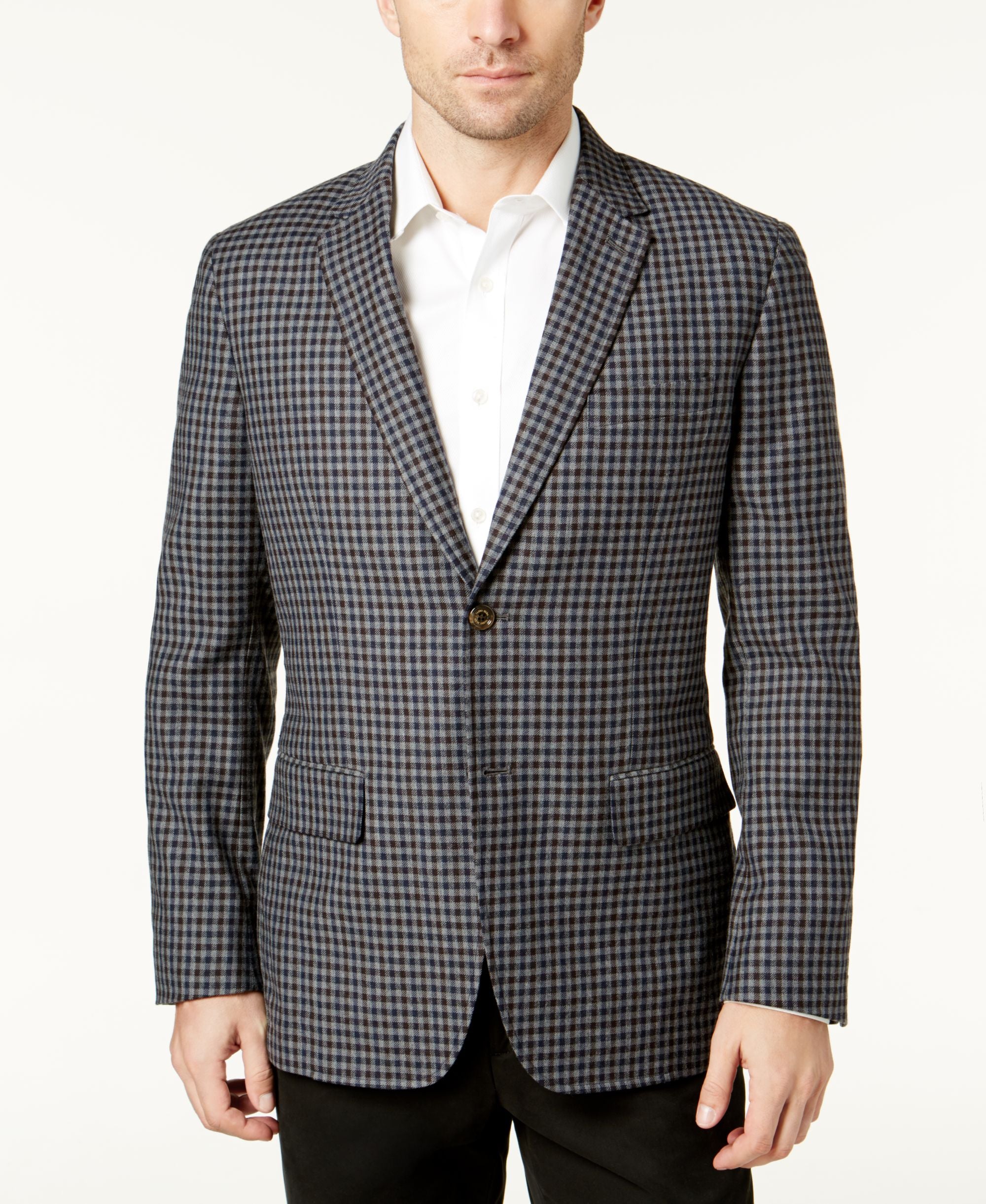Tasso Elba Mens Checked Blazer