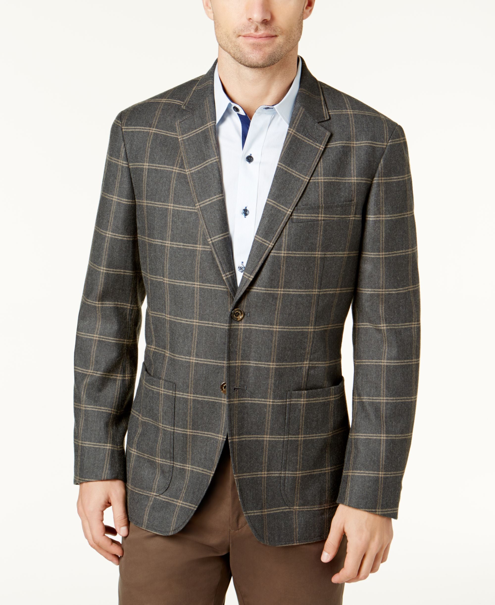 Tasso Elba Mens Windowpane Blazer