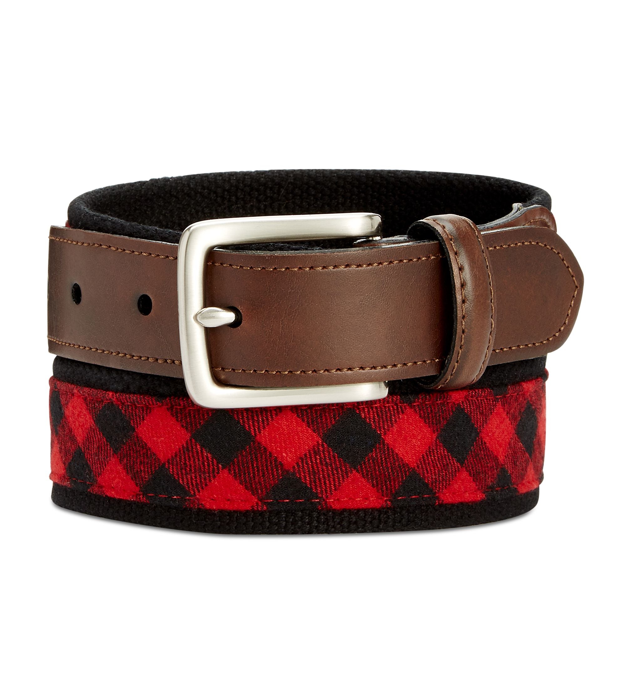Club Room Mens Buffalo Check Webbed Belt