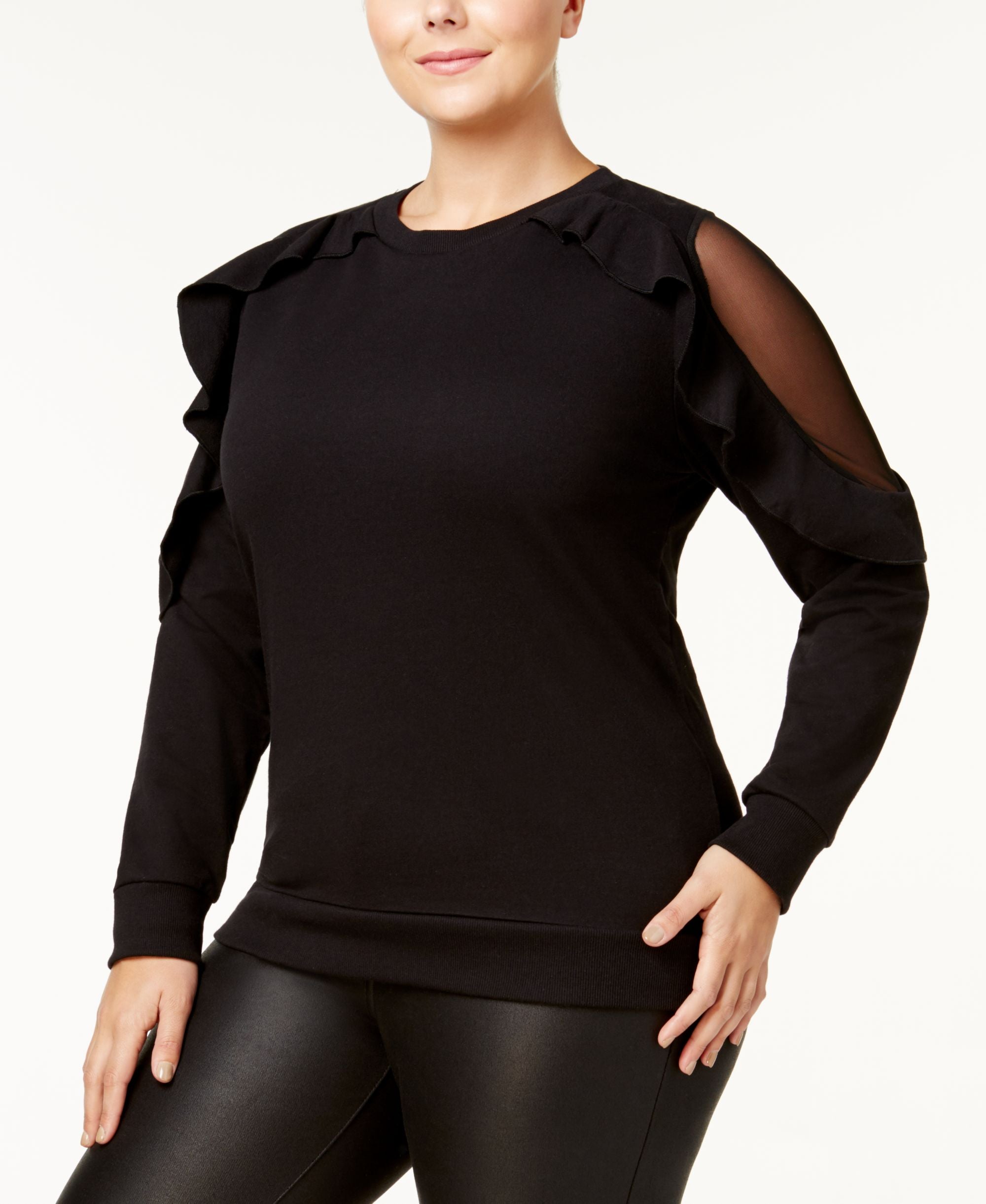 Say What Trendy Plus Size Ruffled Sweater