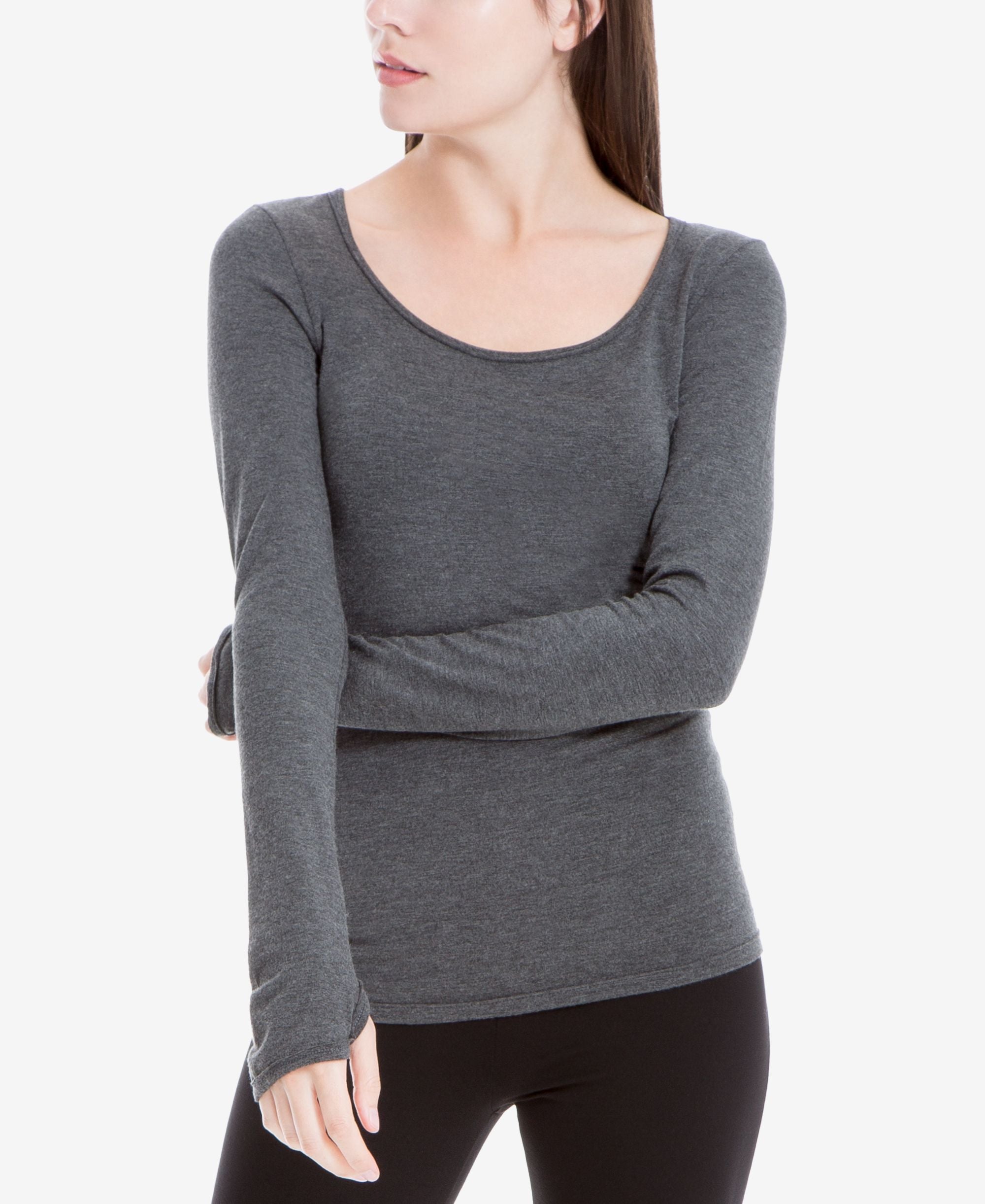 Max Studio London Scoop Neck Thumbhole Top