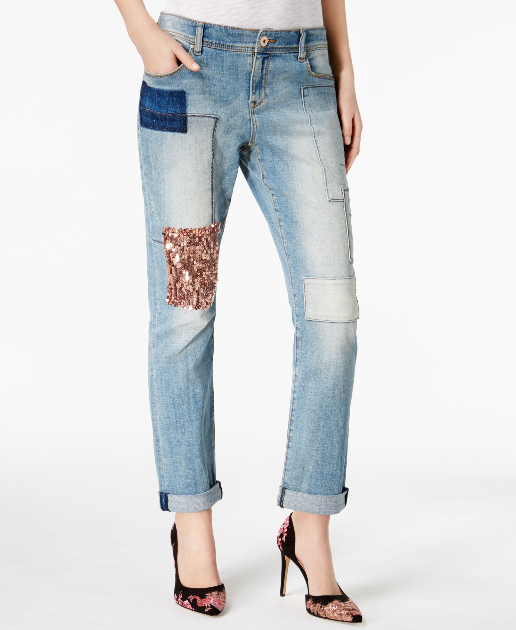 Patched Boyfriend Jeans