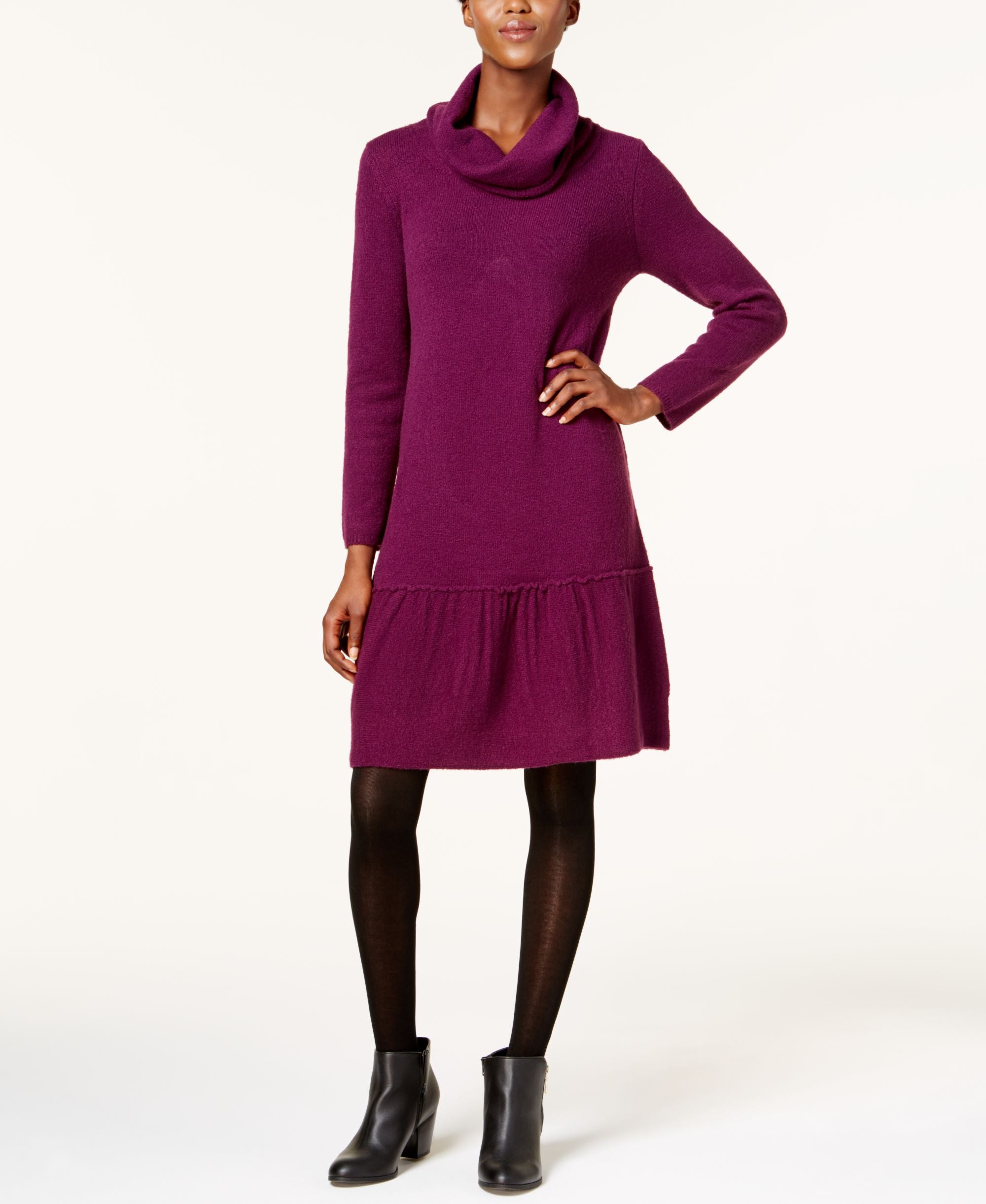 NY Collection Petite Cowl Neck Sweater Dress