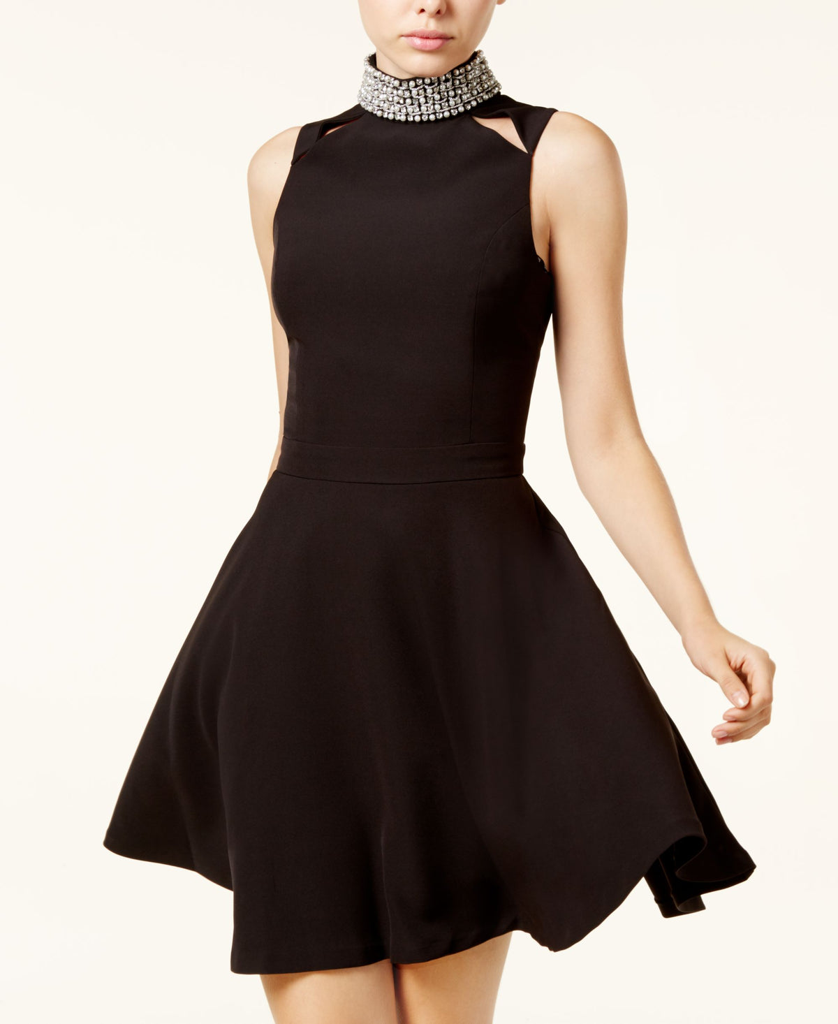 XOXO Juniors Embellished Mock Neck Skater Dress