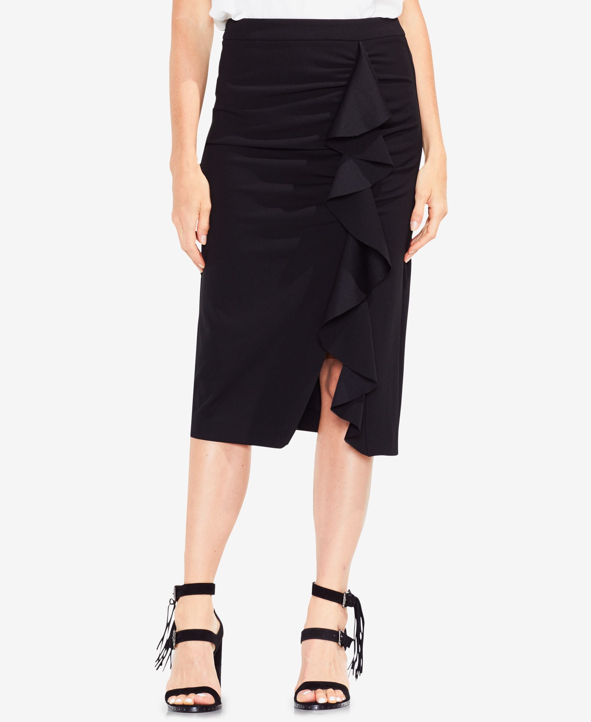 Vince Camuto Ruffled Midi Pencil Skirt