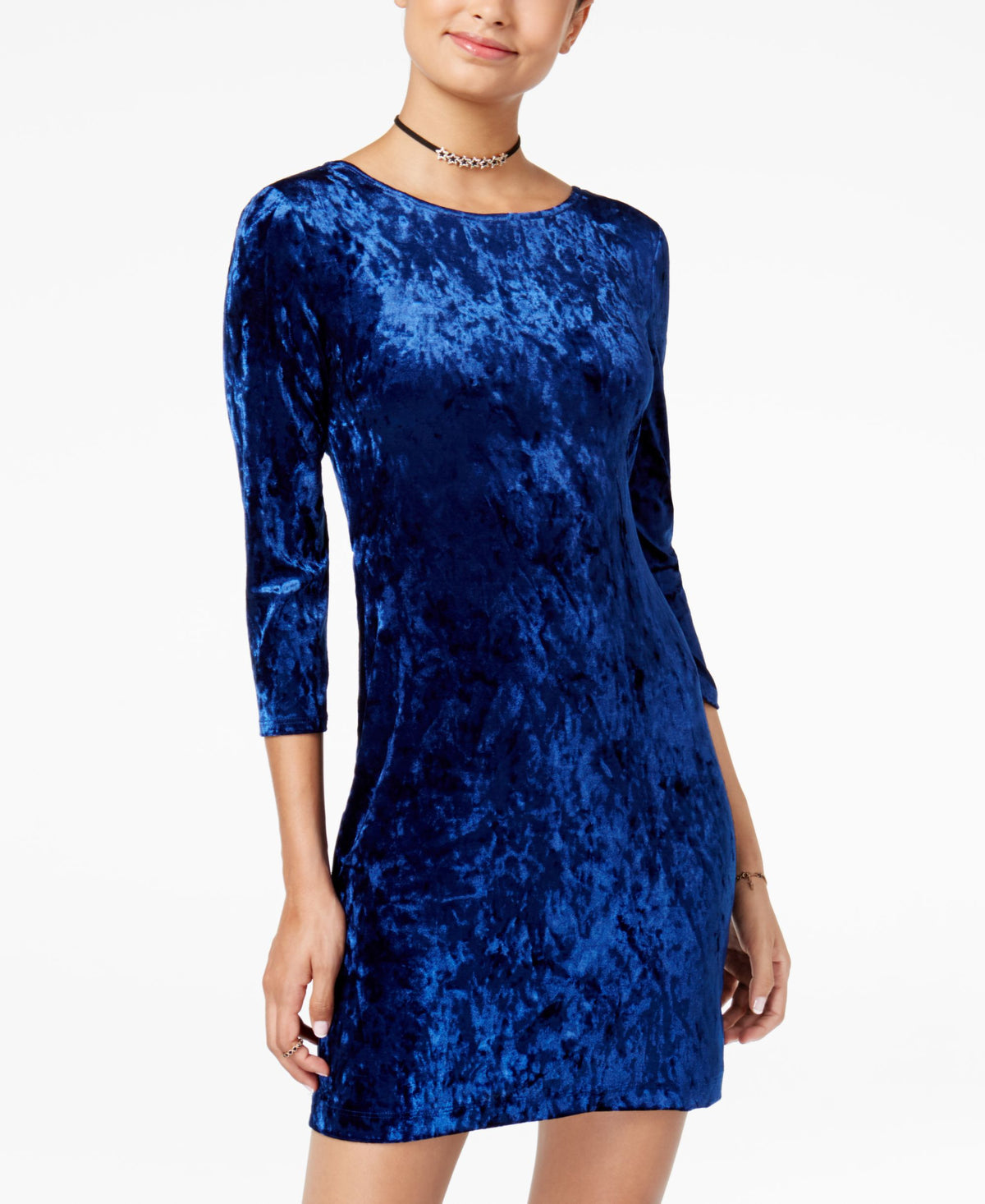 Teeze Me Juniors Velvet Crisscross Back Bodycon Dress