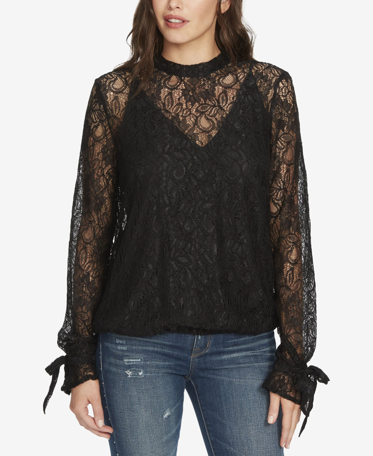 WILLIAM RAST Rayne Lace Mock-Neck Top