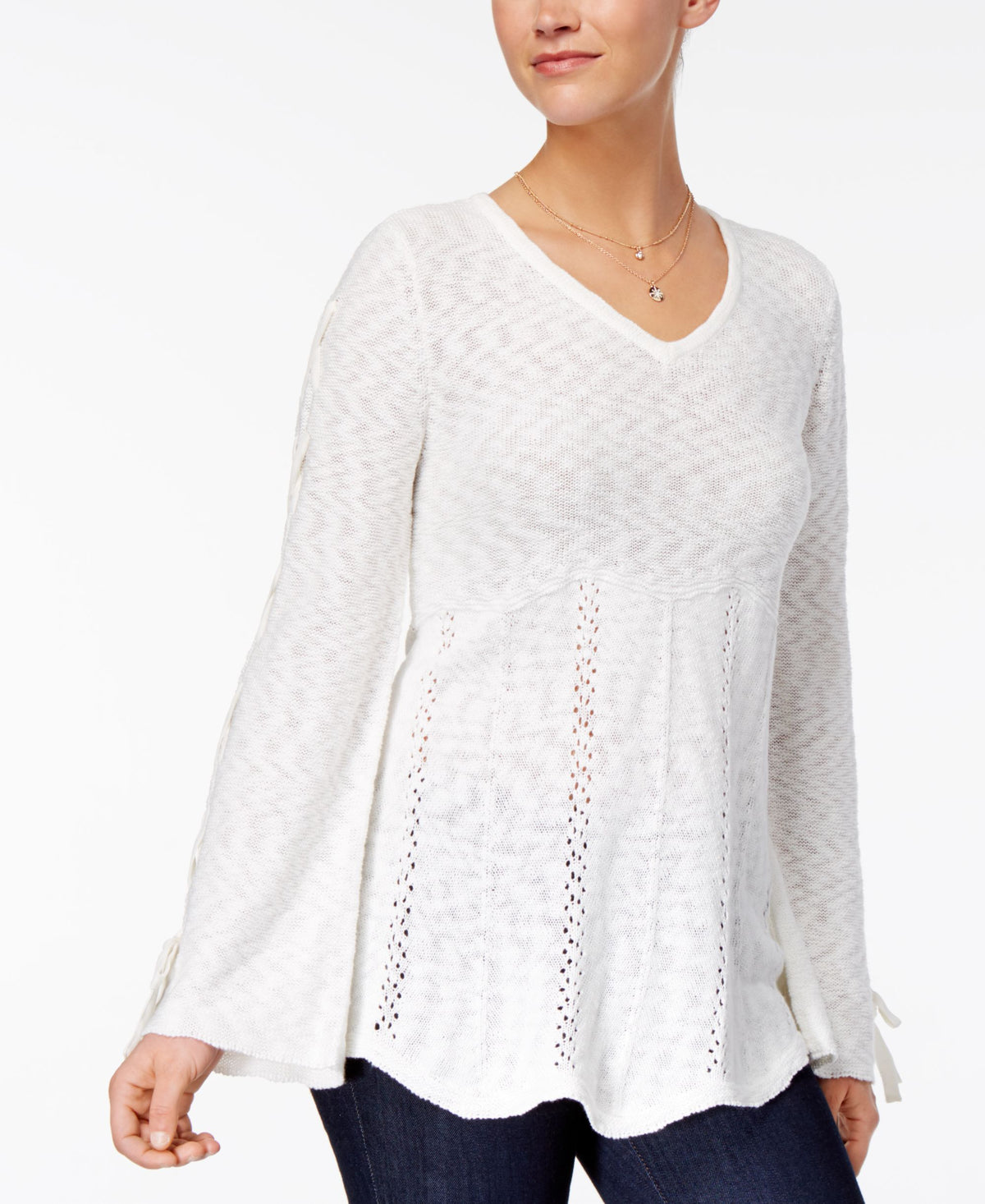 Style & Co Laced Sleeve Sweater