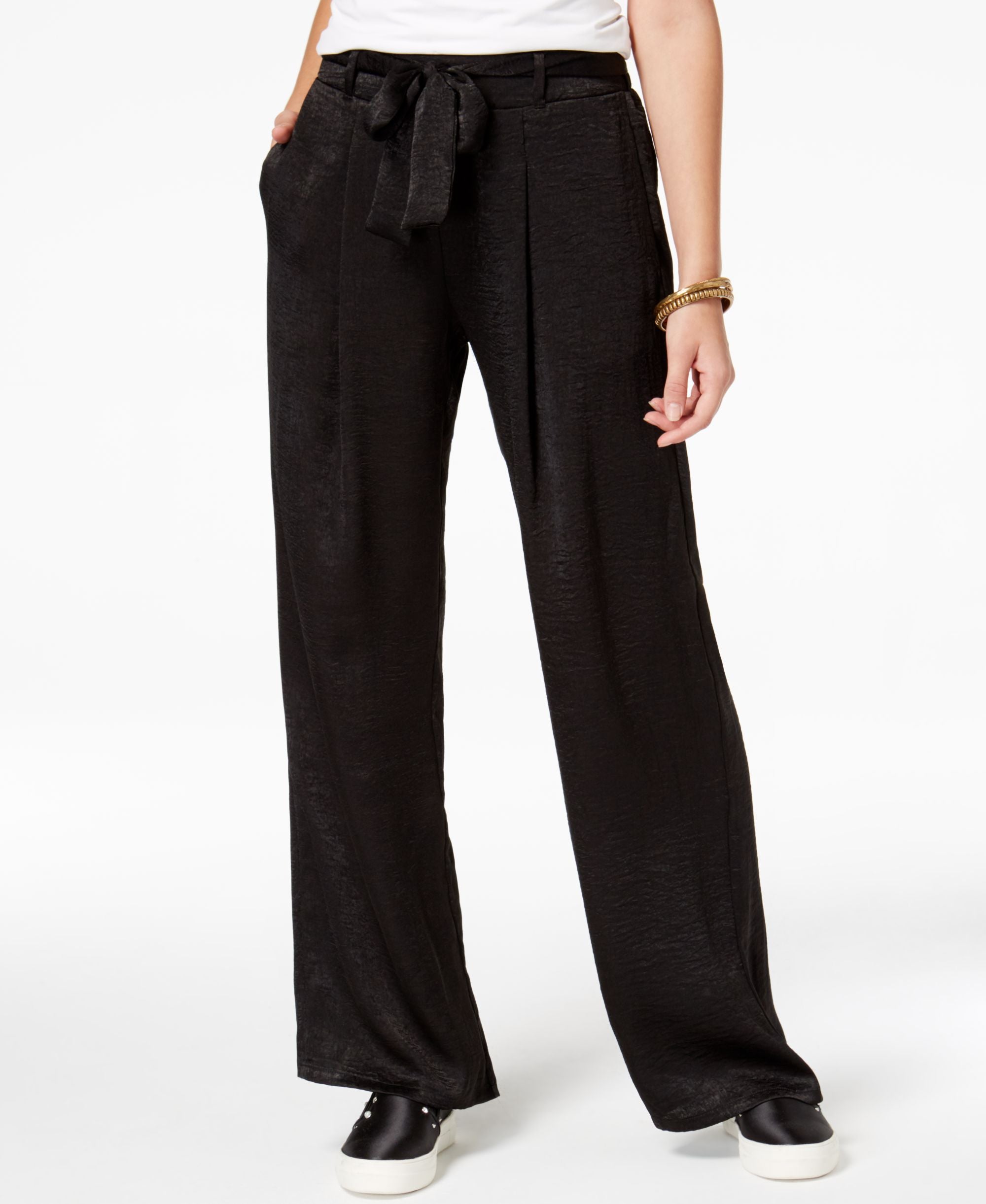 Juniors Hammered Satin Palazzo Pants
