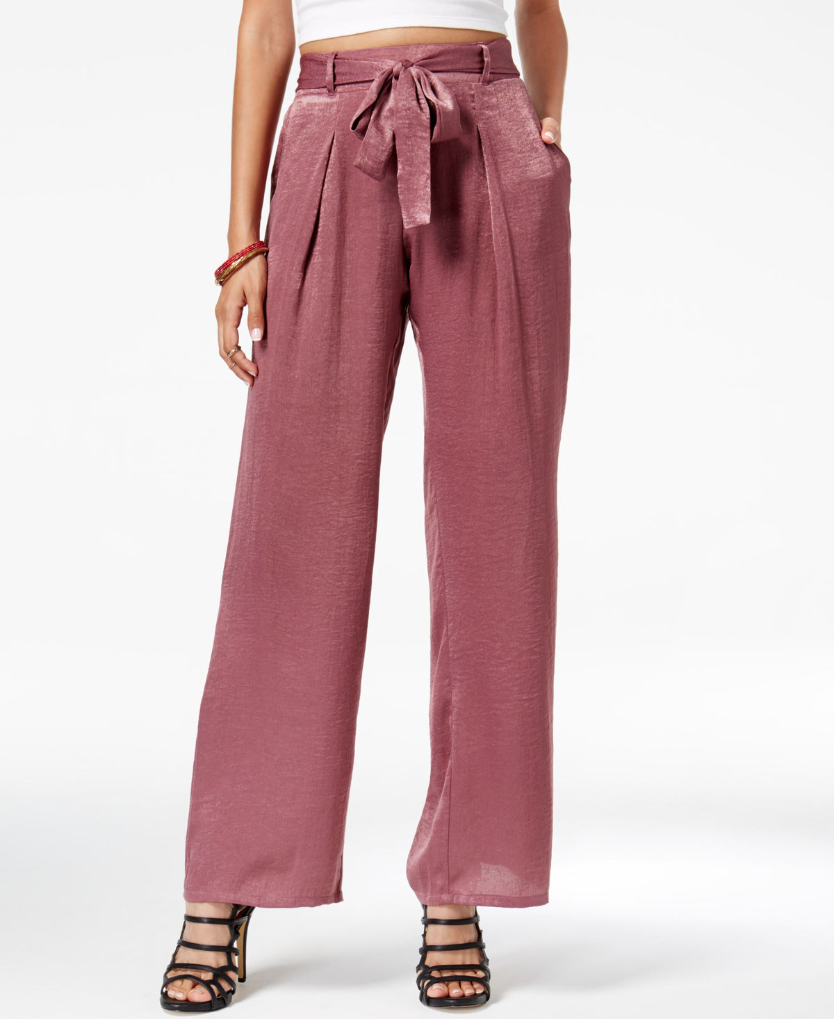 Juniors Hammered Satin Palazzo Pants