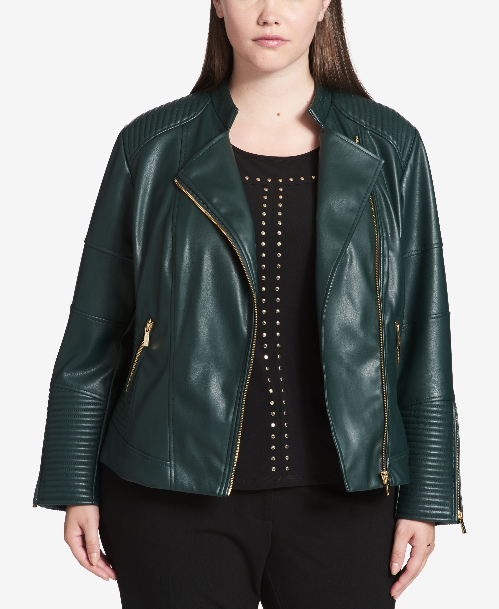 Calvin Klein Plus Size Faux Leather Moto Jacket
