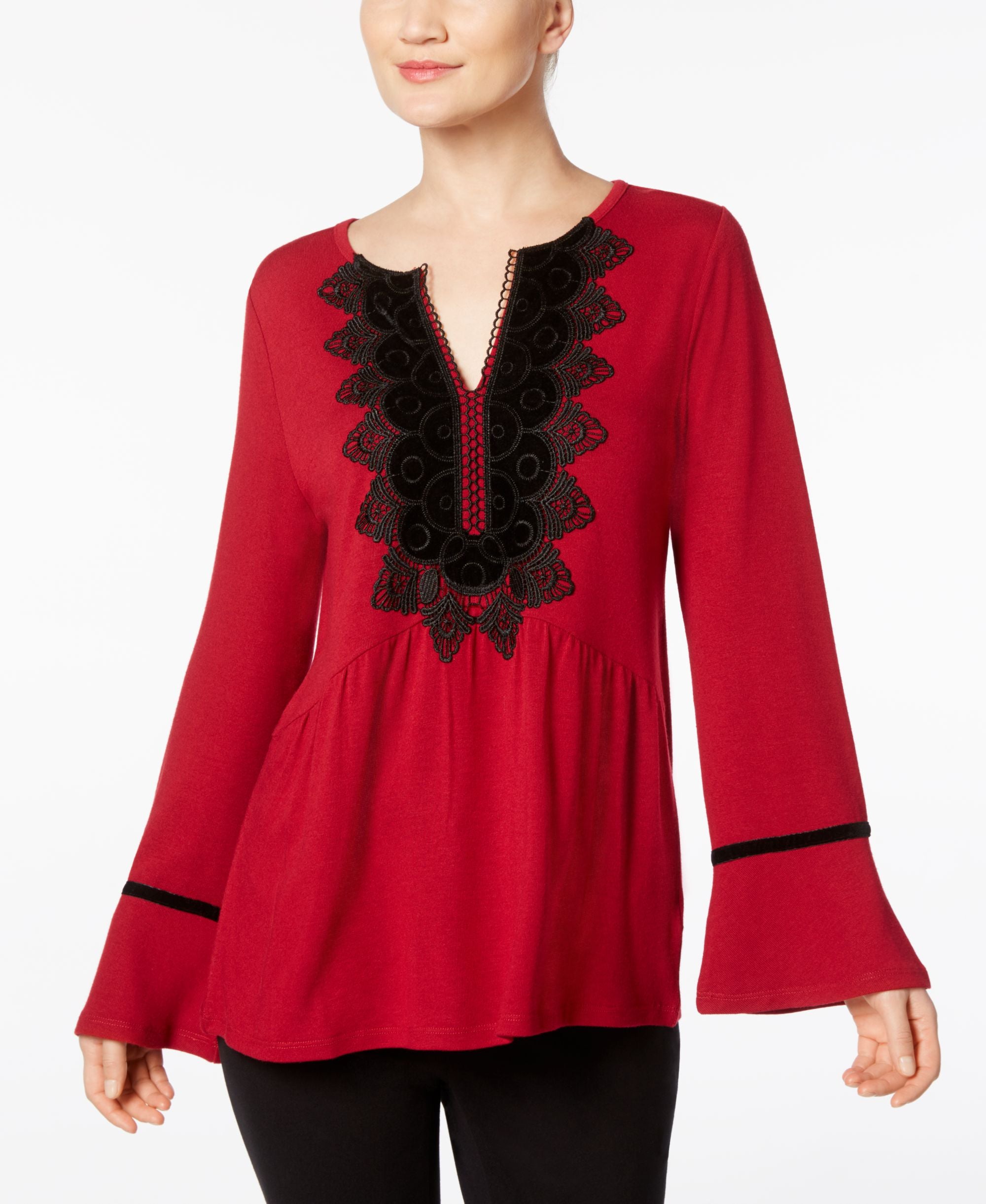 August Silk Velvet Applique Top