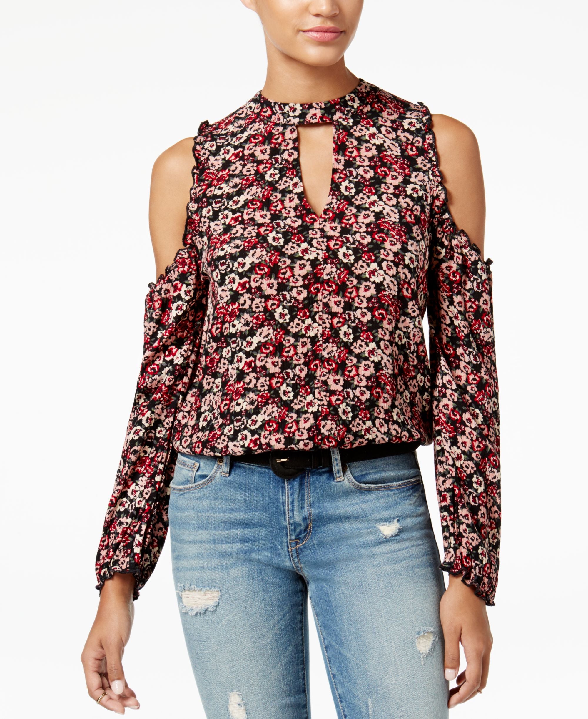 American Rag Juniors Printed Cold Shoulder Top
