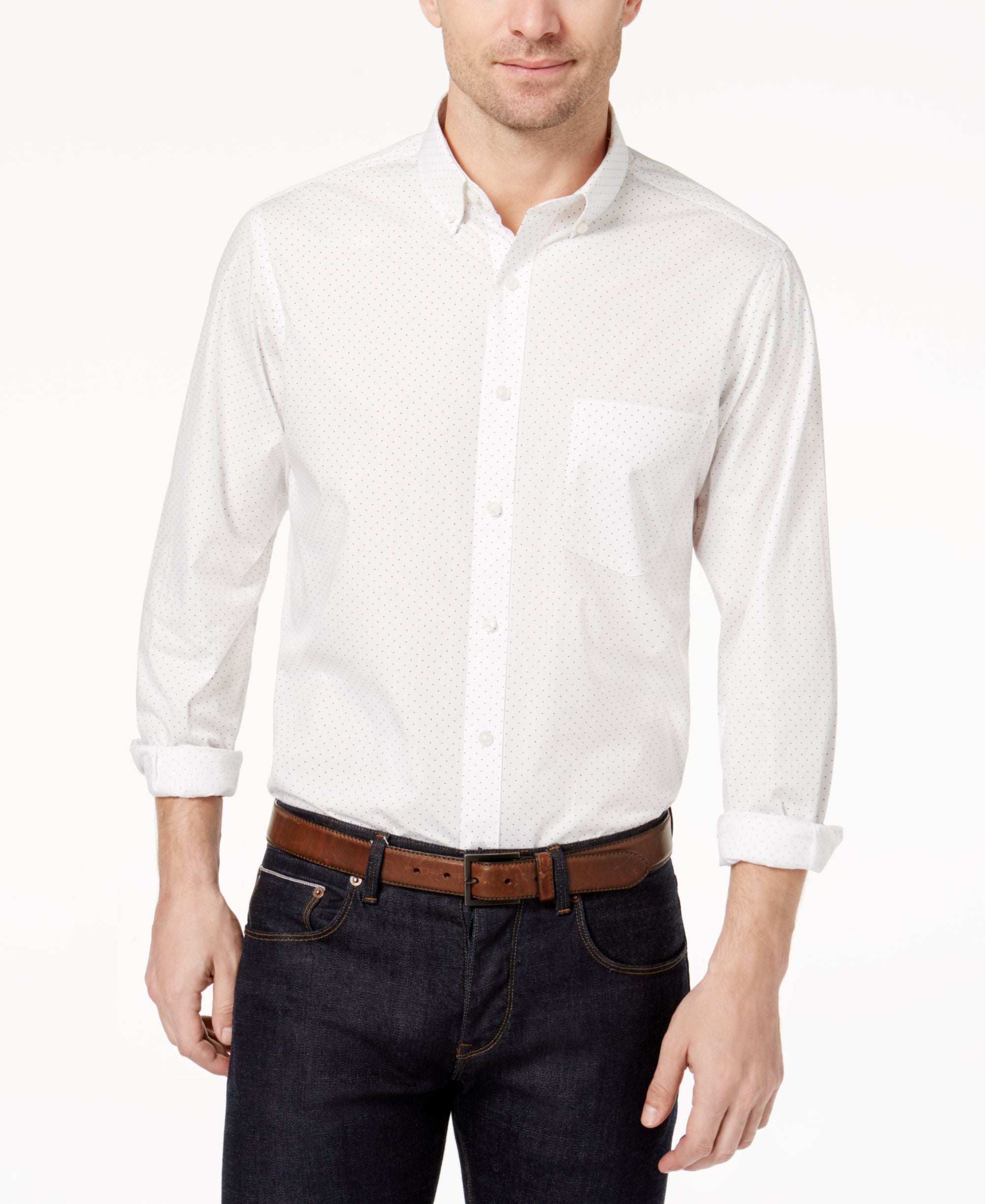 Club Room Dot Print Long Sleeve Shirt